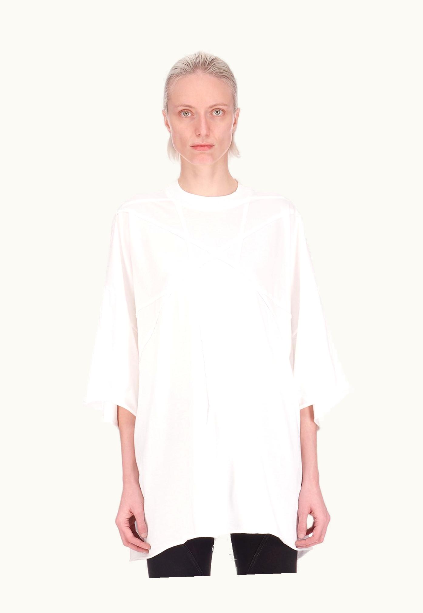 Rick Owens Rick Owens DRKSHDW SS24 Lido Tommy T Medium Weight Cotton Jersey in Milk