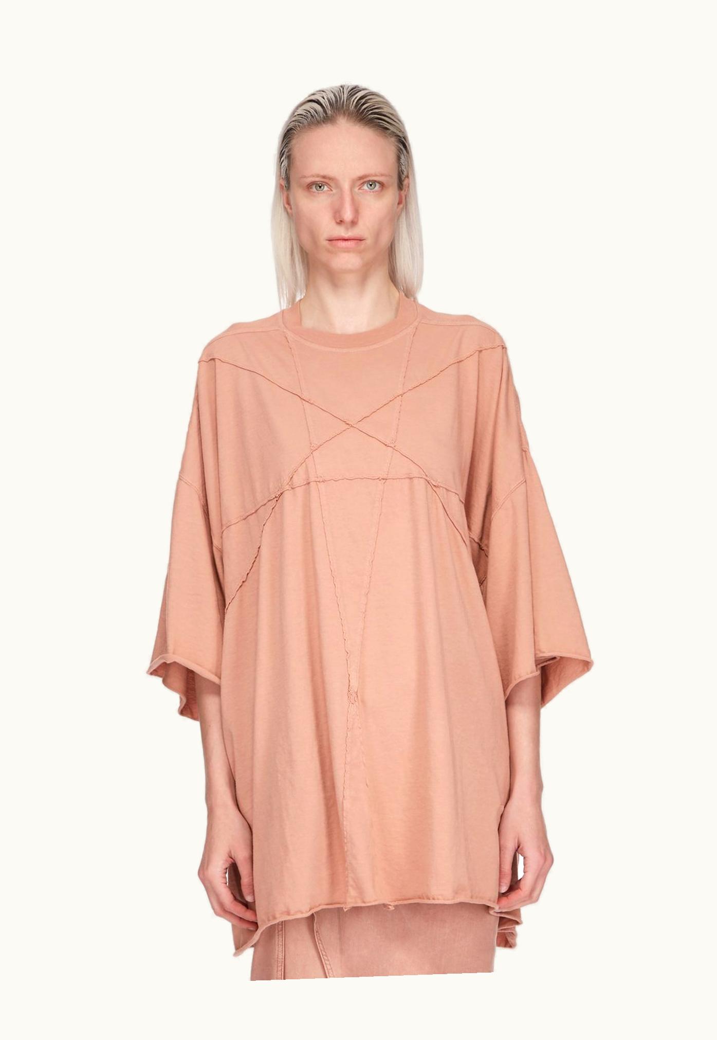 Rick Owens Rick Owens DRKSHDW SS24 Lido Tommy T Organic Cotton Dark Pink Oversized Jersey Tee
