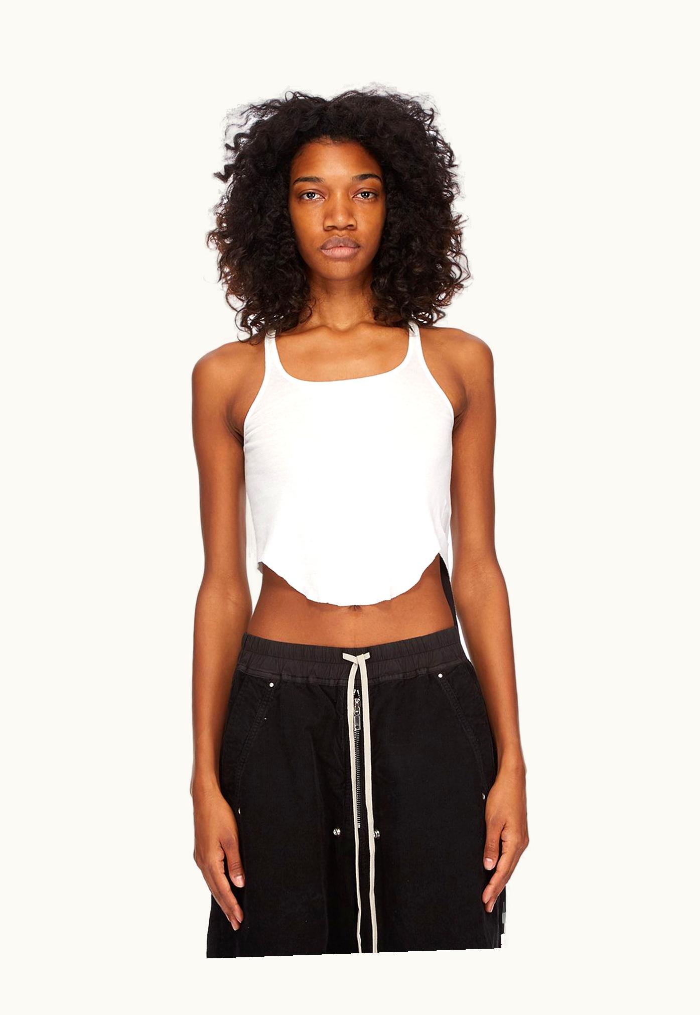 Rick Owens Rick Owens DRKSHDW FW23 Luxor Basic Tank Crop Top in Milk Gauze Jersey
