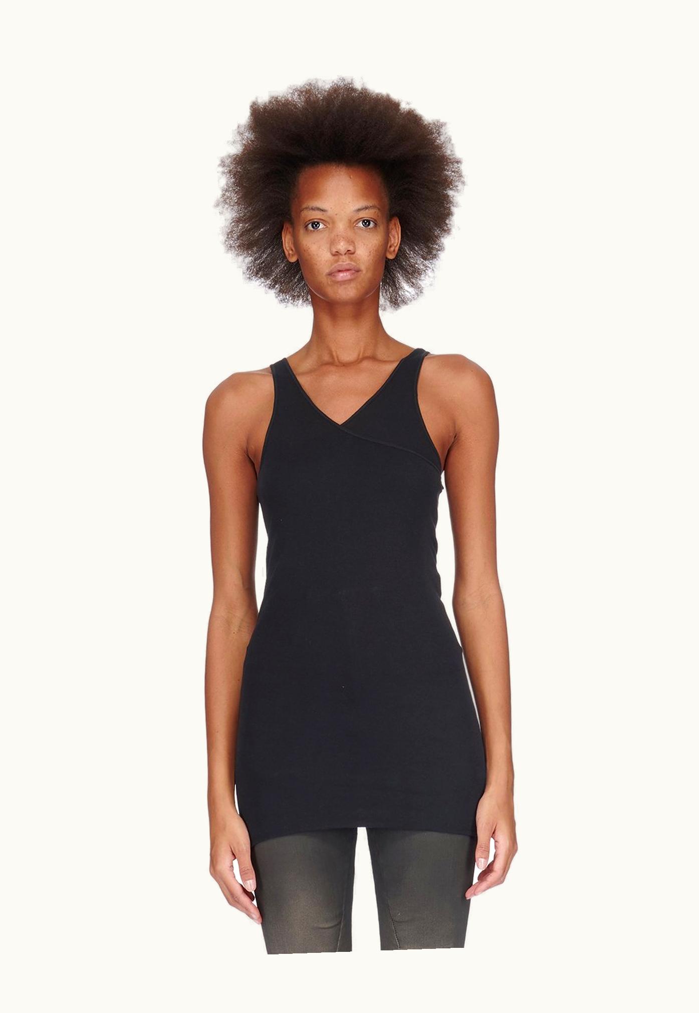 Rick Owens Rick Owens DRKSHDW Luxor Waist-Length Tank Top in Pale Green Cotton Gauze Jersey