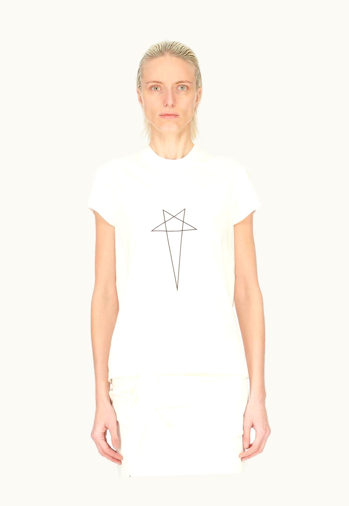 Rick Owens Rick Owens FW23 Luxor Small Level T In Milk And Black Medium Weight Cotton Jersey