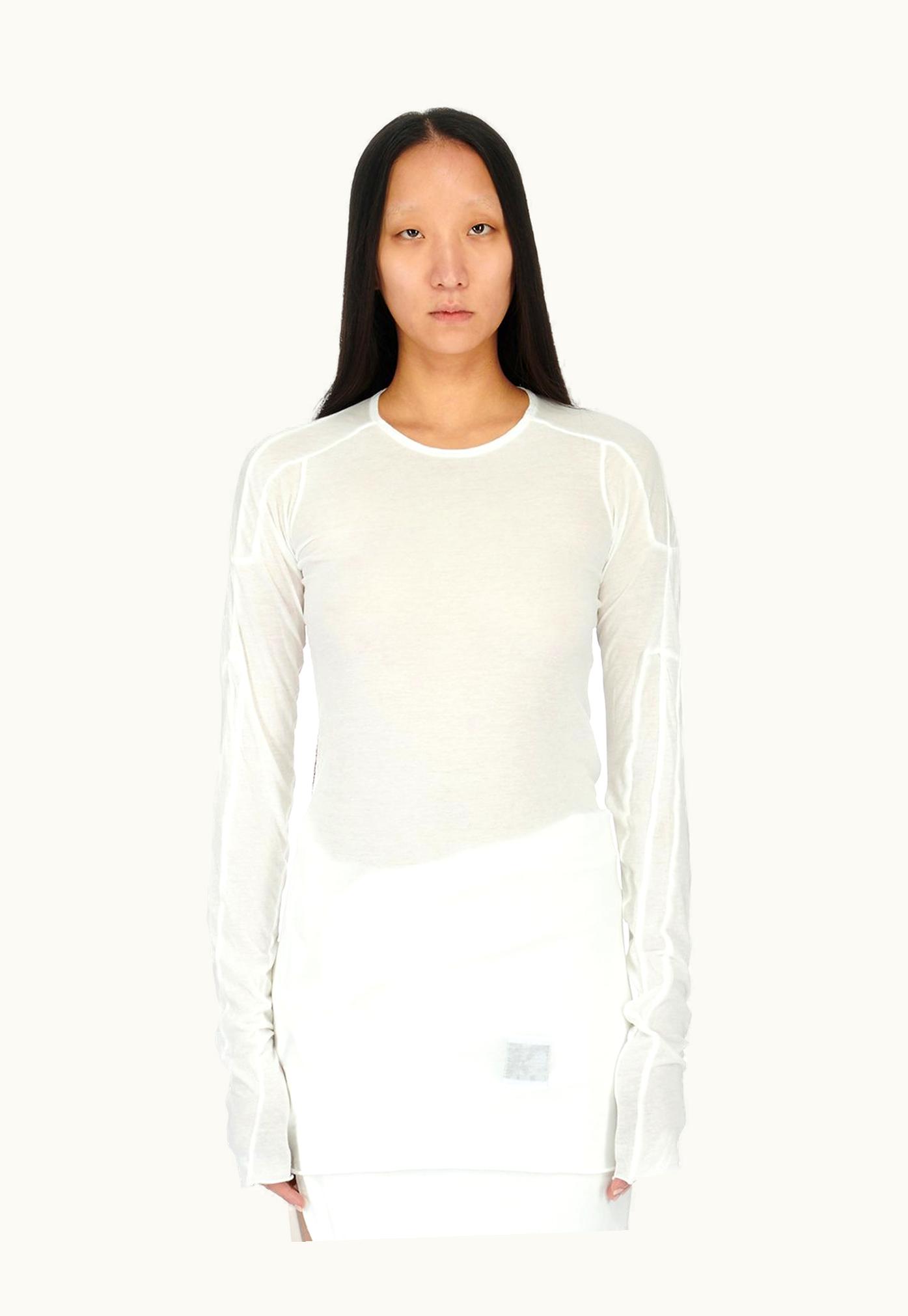 Rick Owens Rick Owens FW23 Luxor Scarification Ls T In Milk Lightweight Cotton Gauze Jersey