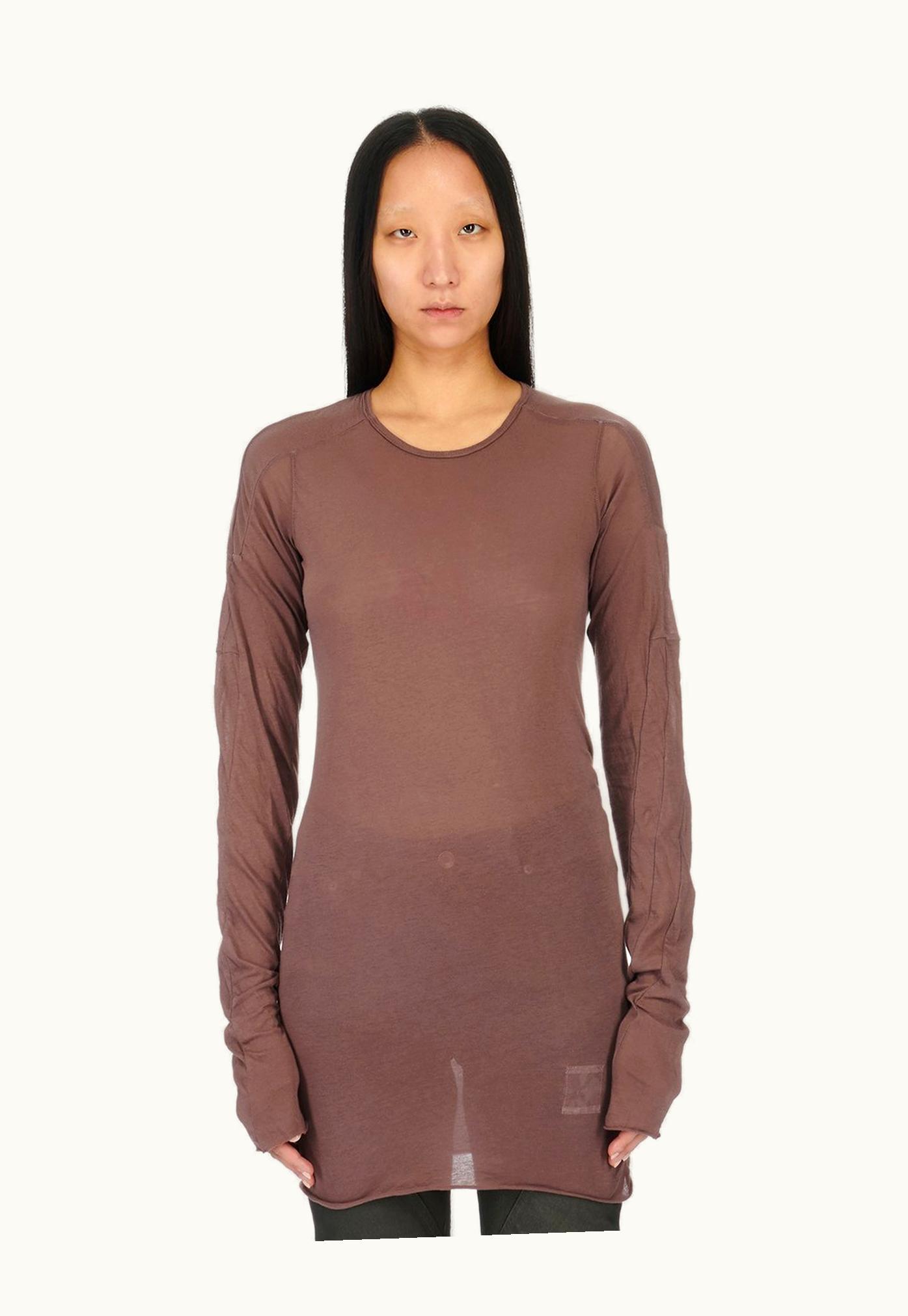 Rick Owens Rick Owens FW23 Luxor Scarification Ls T In Mauve Lightweight Cotton Gauze Jersey