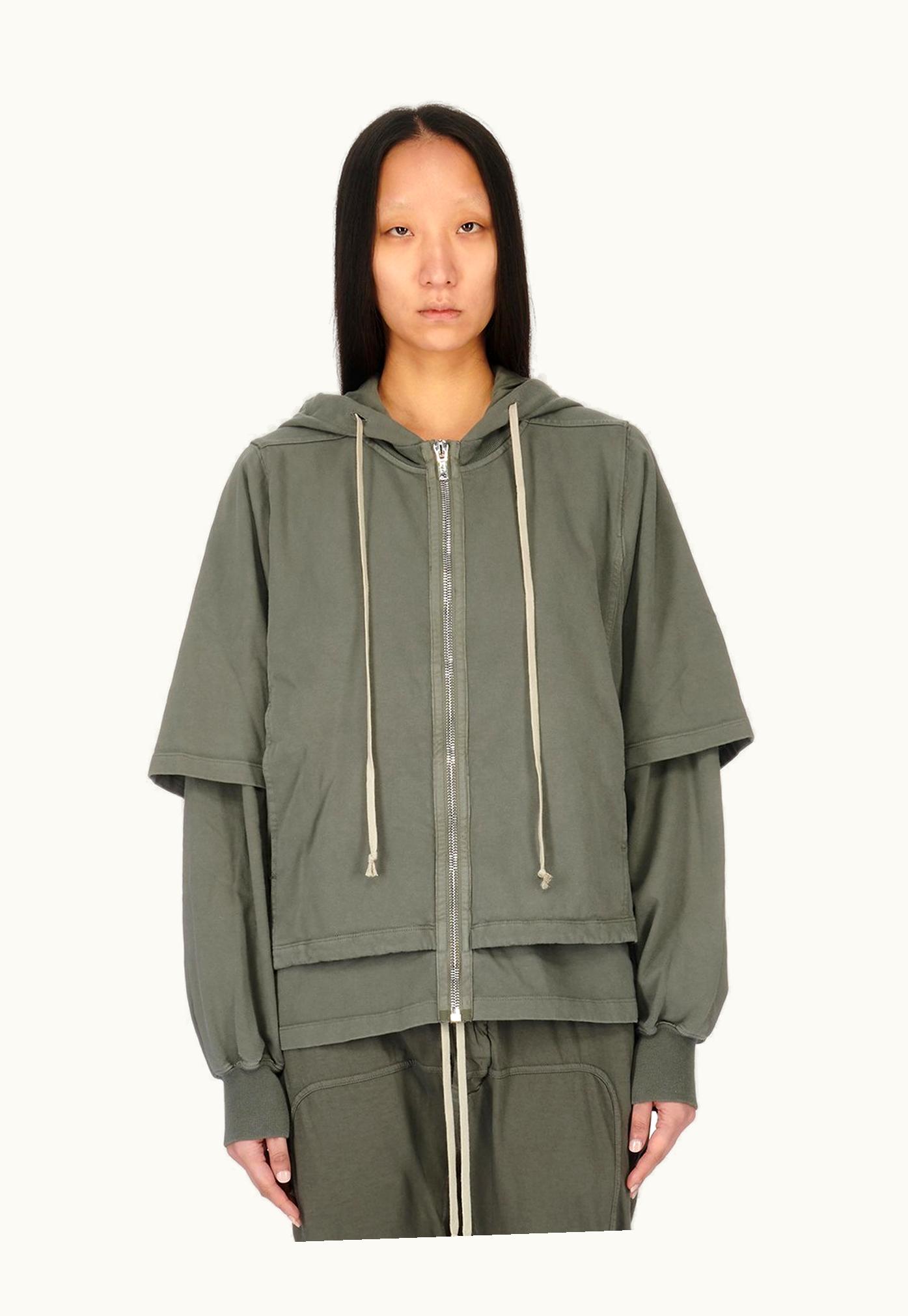 Rick Owens Rick Owens FW23 Luxor Zipped Hustler Hoodie In Hustler Blue Compact Heavy Cotton Jersey