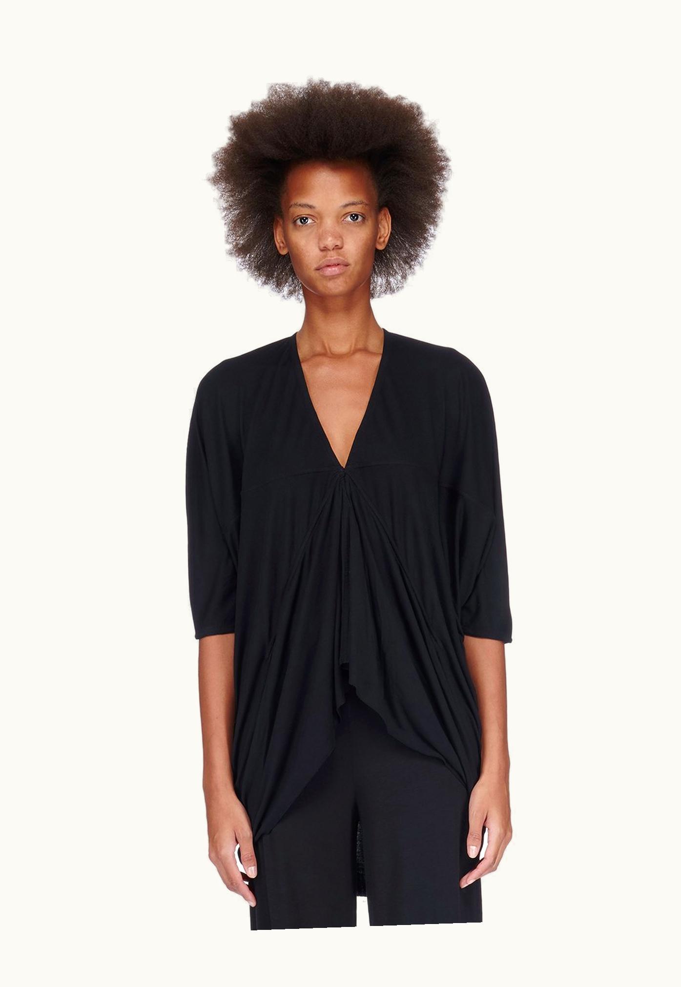 Rick Owens Rick Owens Lilies FW23 Luxor Em Top In Black Fluid Viscose Jersey