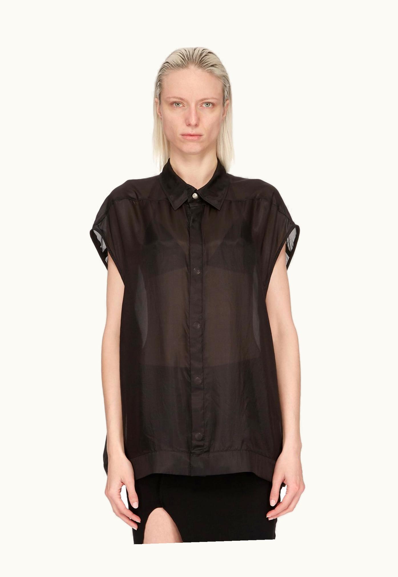 Rick Owens Rick Owens SS24 Lido Sl Jumbo Outershirt In Black Washed Silk Habotai