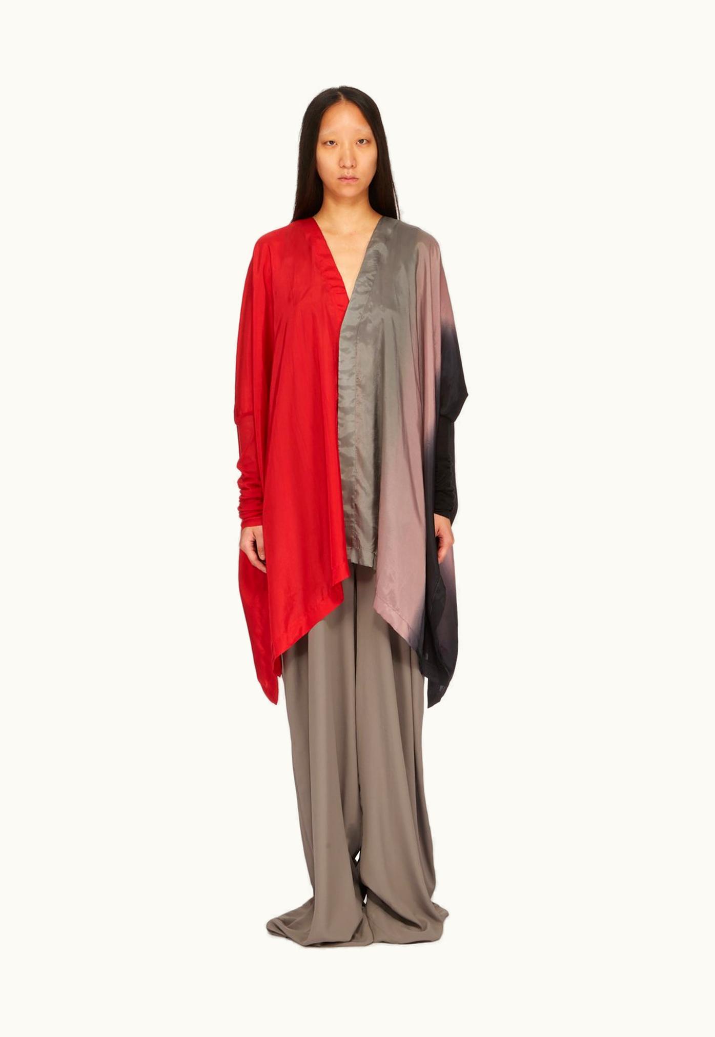 Rick Owens Rick Owens SS24 Lido Zero Shirt In Cupro Japonette, Lido Degrade Printed Japonette And Mini Rib Jersey