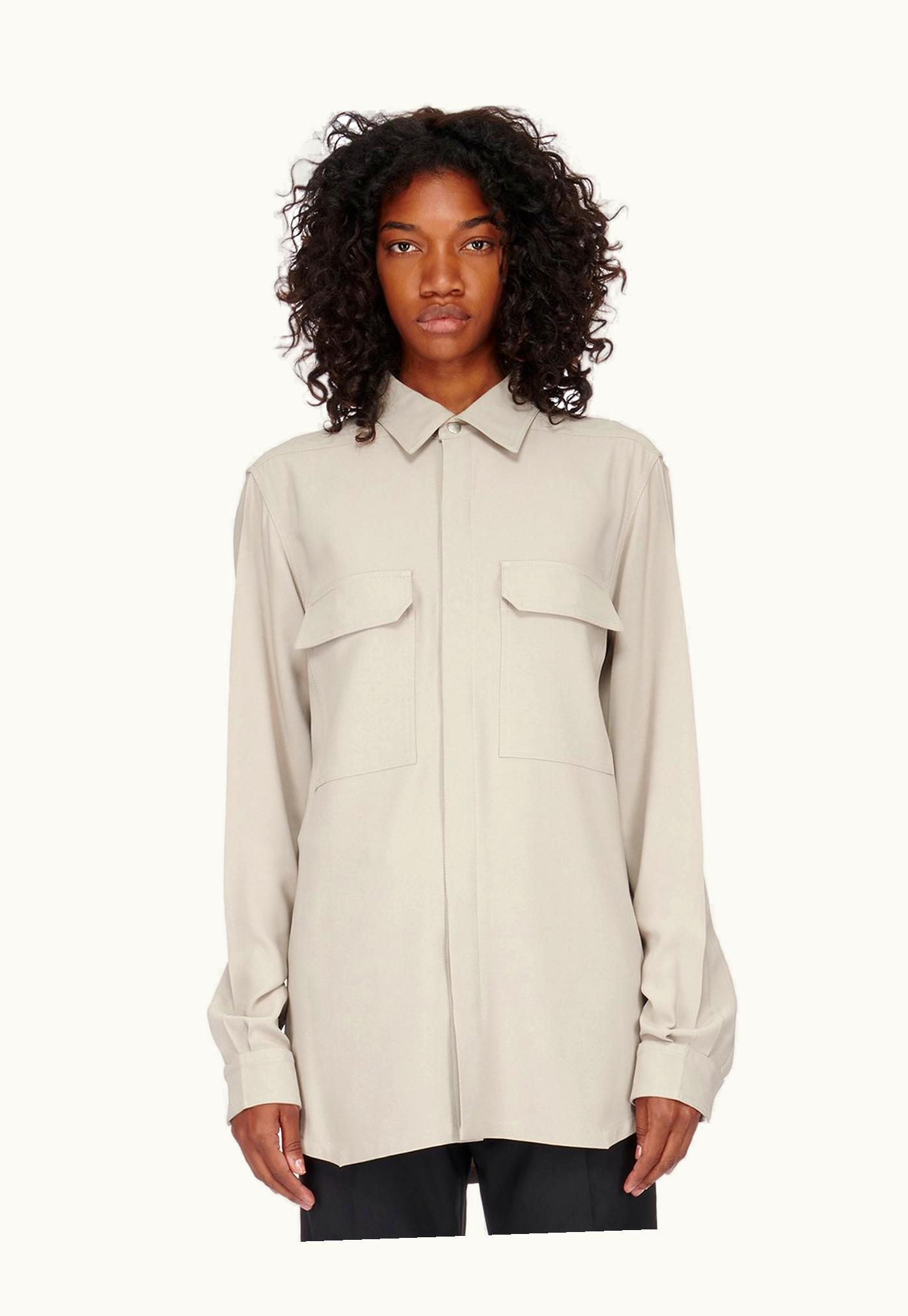 Rick Owens Rick Owens FW23 Luxor Outershirt In Pearl Heavy Cady