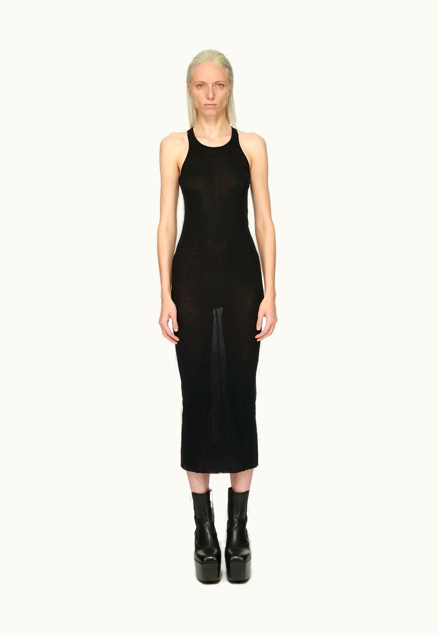 Rick Owens Rick Owens Forever Tank Dress In Black Mini Rib Jersey
