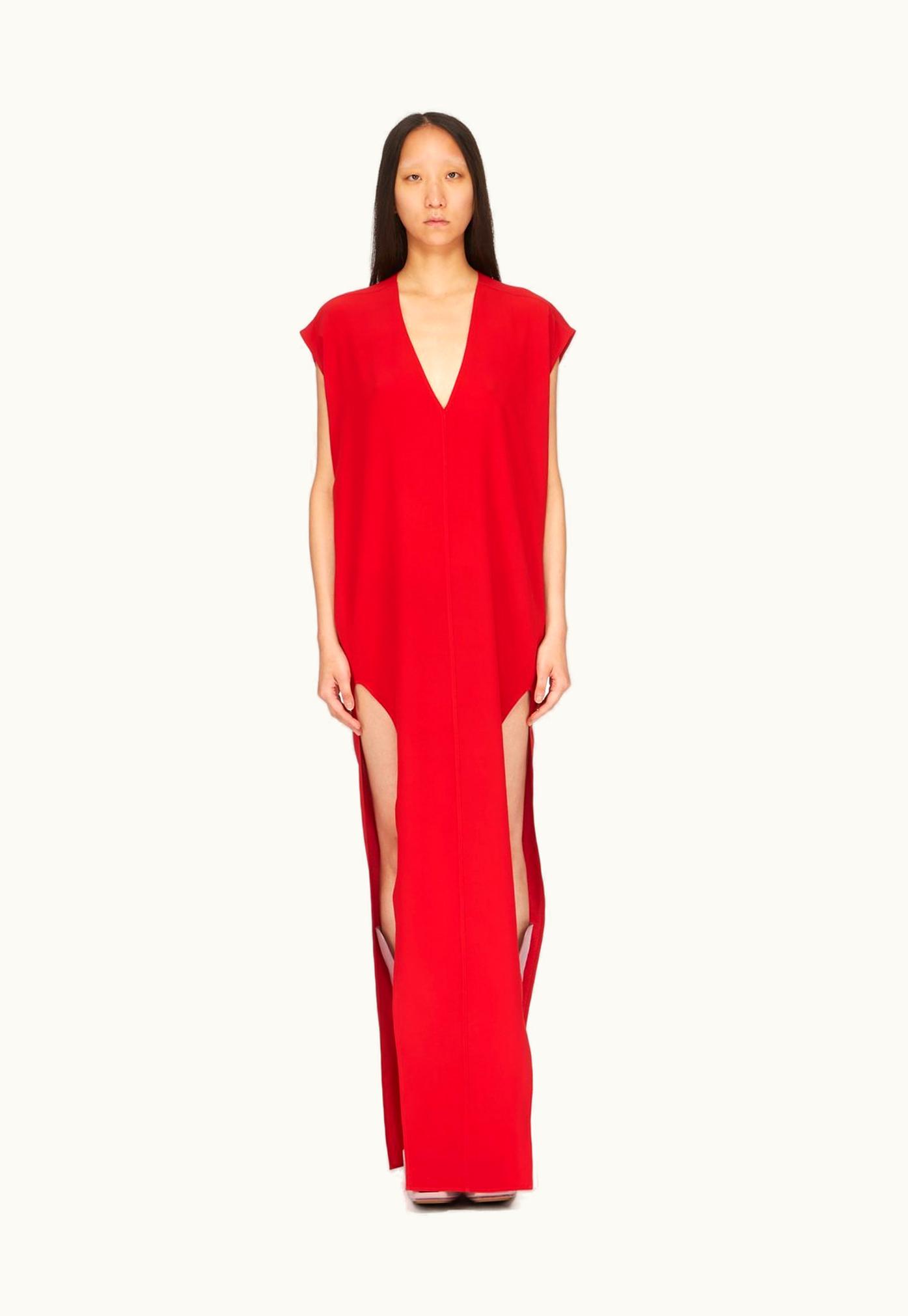 Rick Owens Rick Owens SS24 Lido Arrowhead Gown In Cardinal Red Cocoon Crepe
