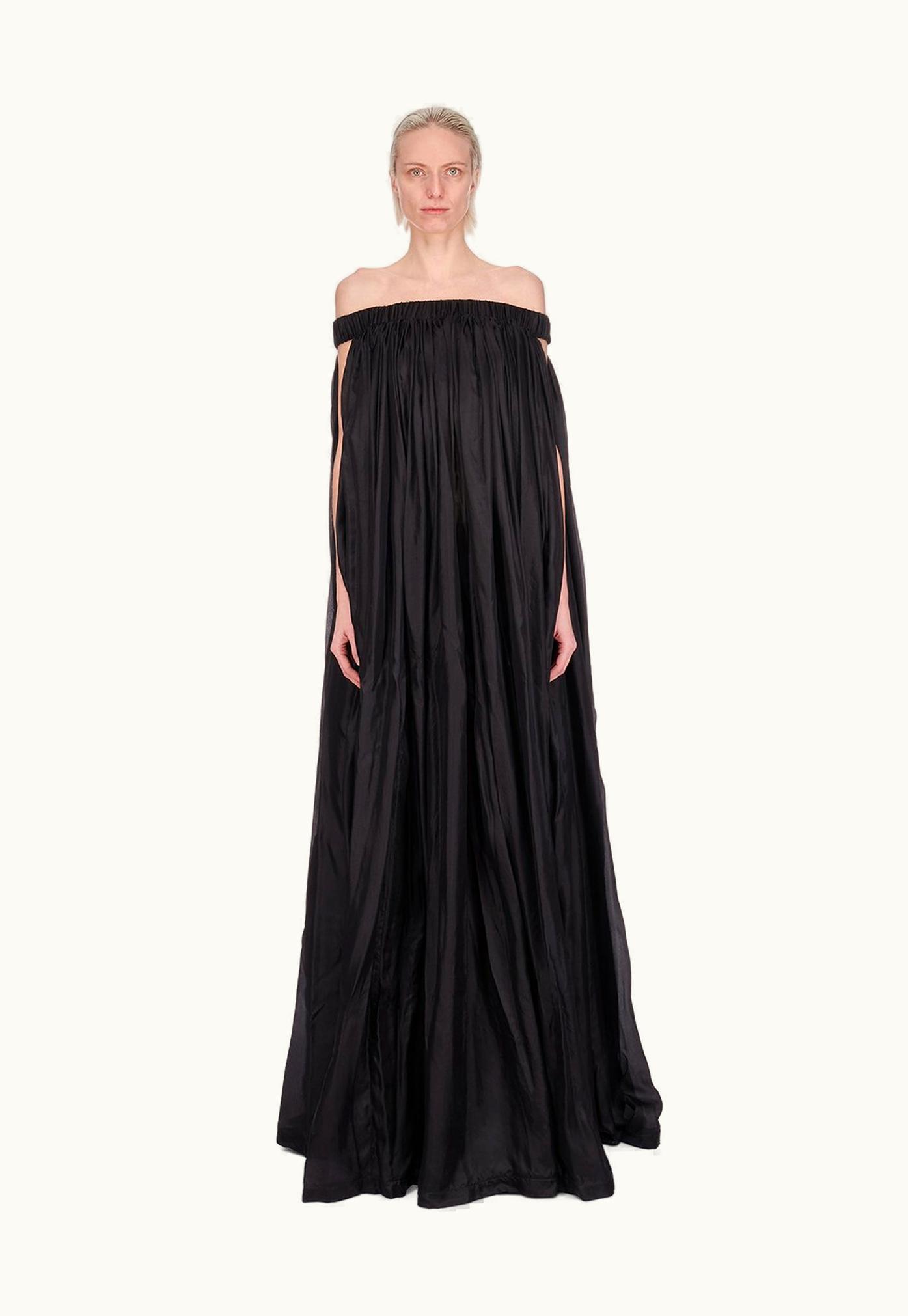 Rick Owens Rick Owens SS24 Lido Medusa Gown In Black Washed Silk Habotai