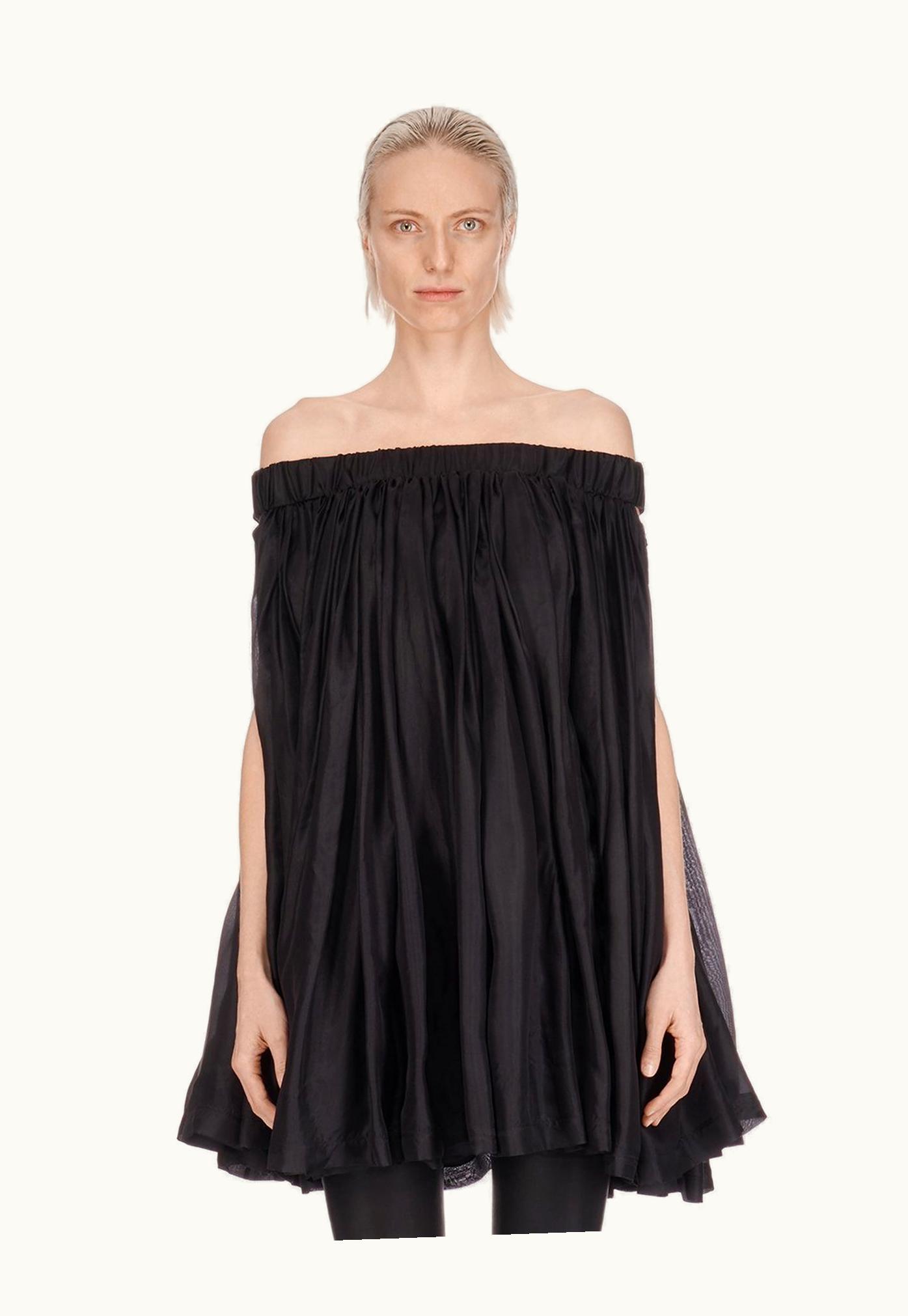 Rick Owens Rick Owens SS24 Lido Medusa Tunic In Black Washed Silk Habotai