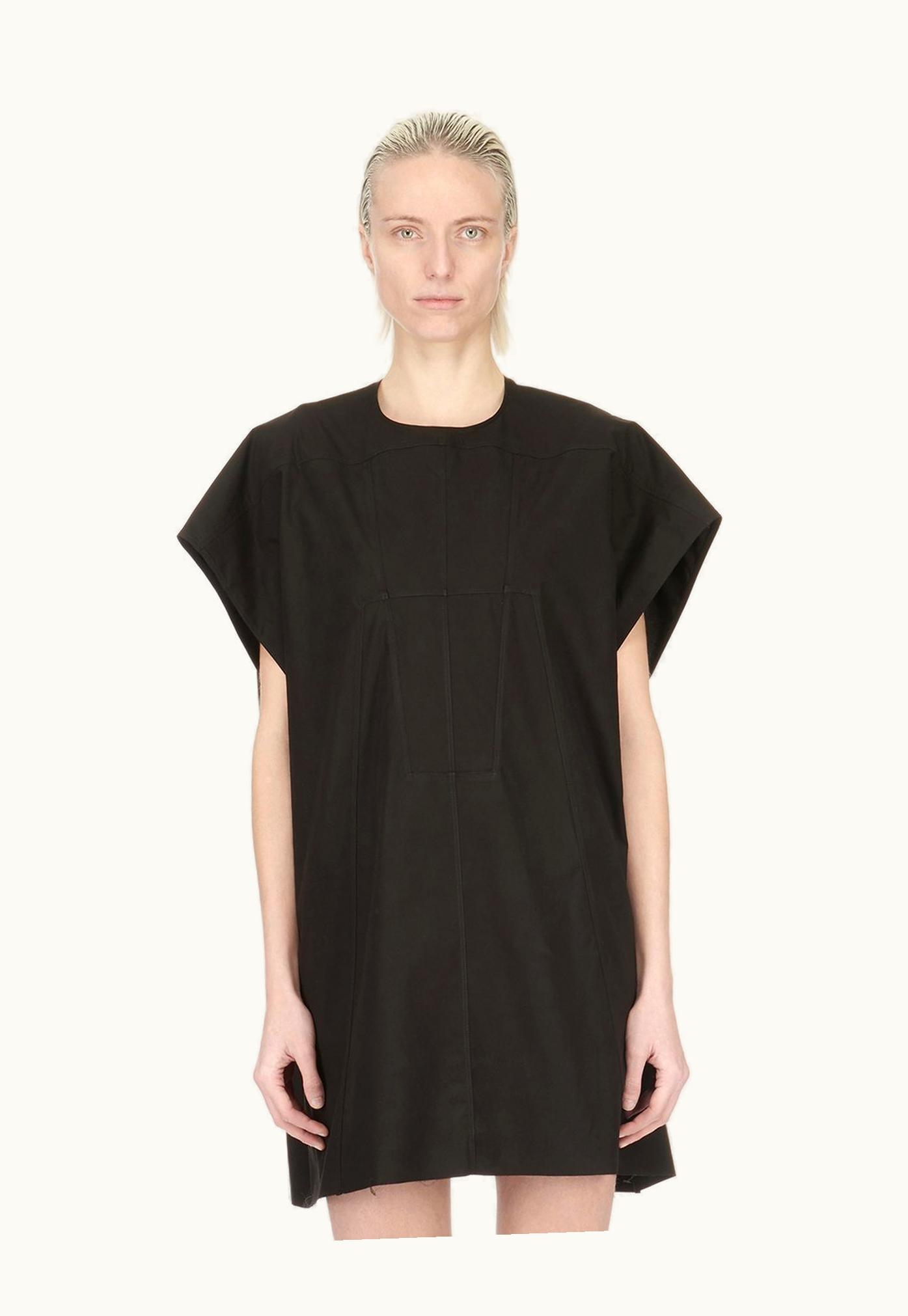 Rick Owens Rick Owens SS24 Lido Splintered Mini Dress In Black Cotton Poplin