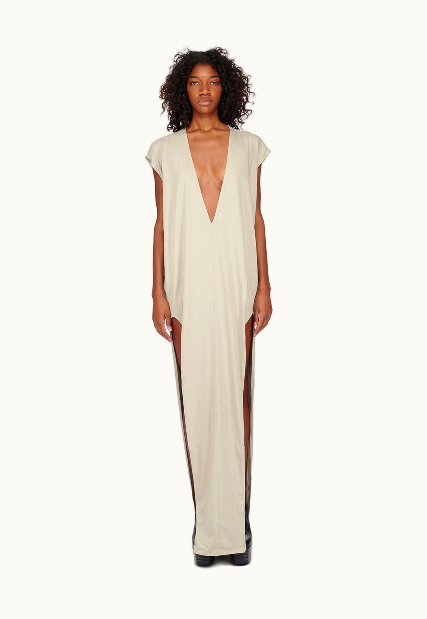 Rick Owens Rick Owens FW23 Luxor Arrowhead Gown In Pearl Classic Cotton Jersey