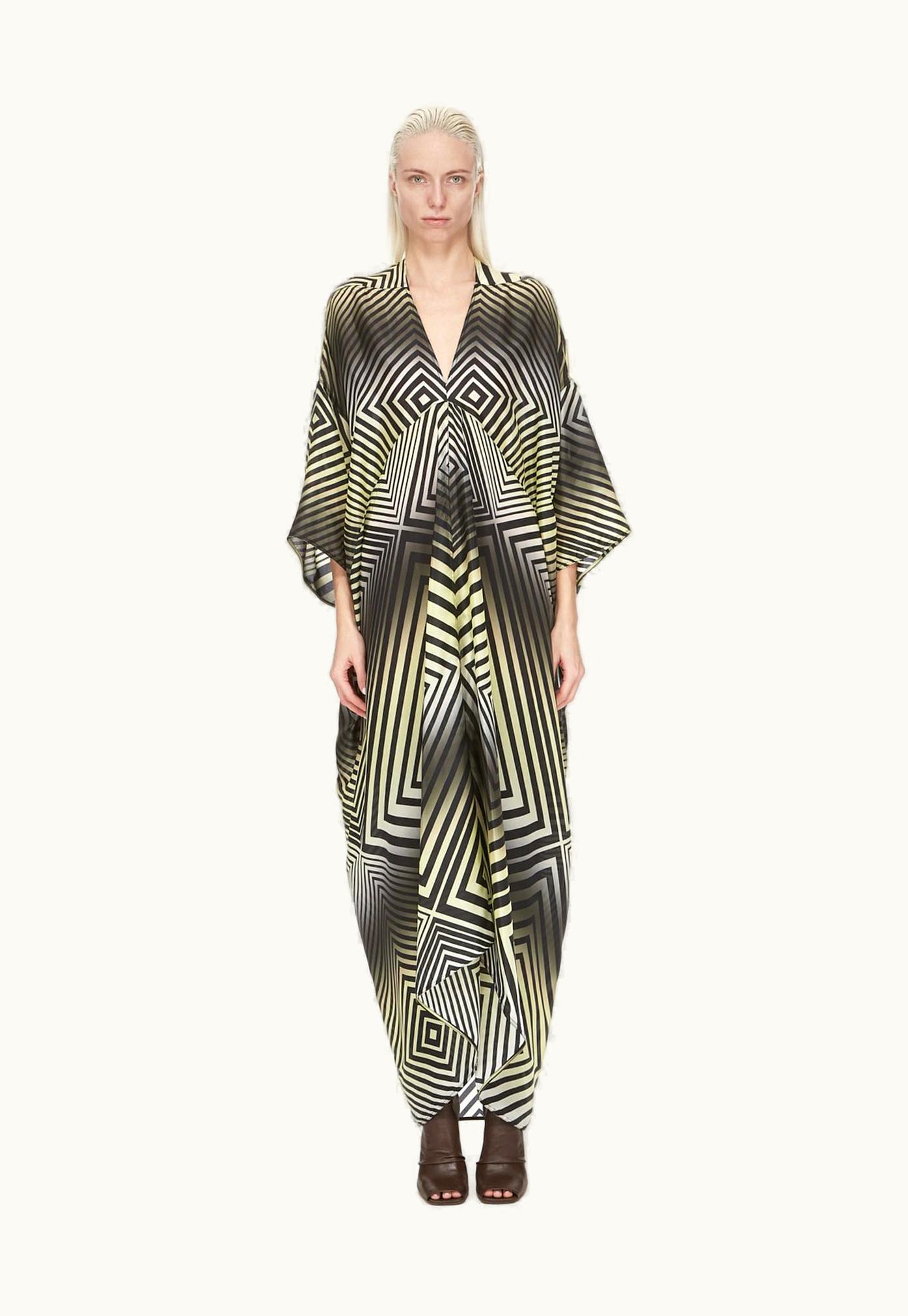 Rick Owens Rick Owens FW23 Luxor Tommykite V Gown In Black And Milk Degrade Rev Printed Japonette