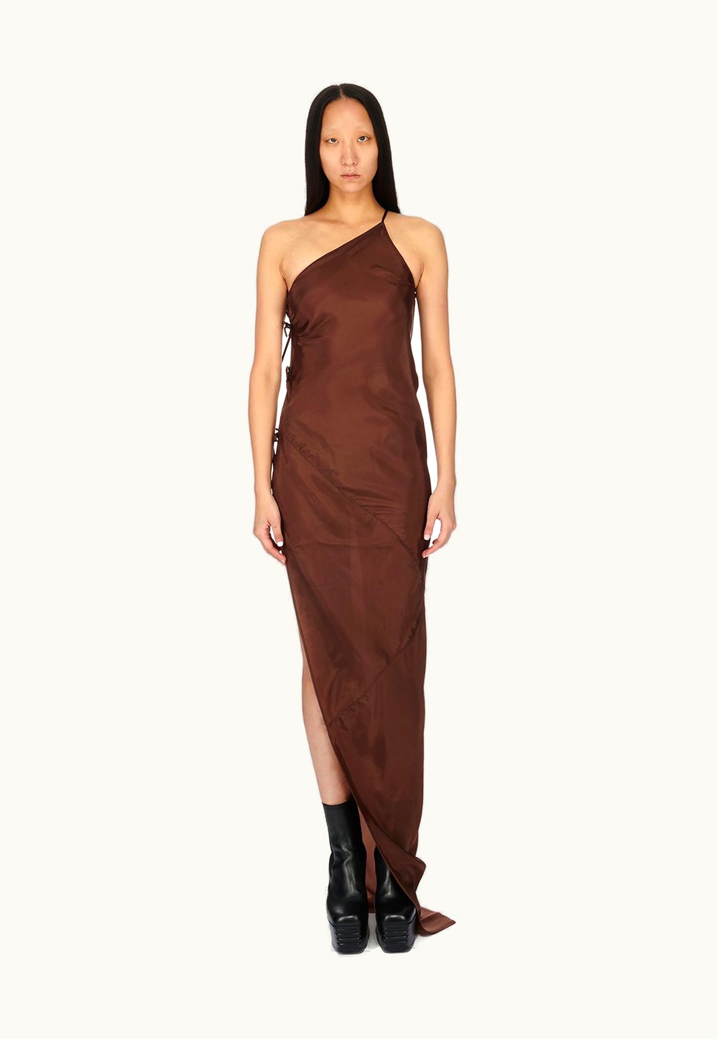 Rick Owens Rick Owens FW23 Luxor Taco Gown In Brown Cupro Japonette
