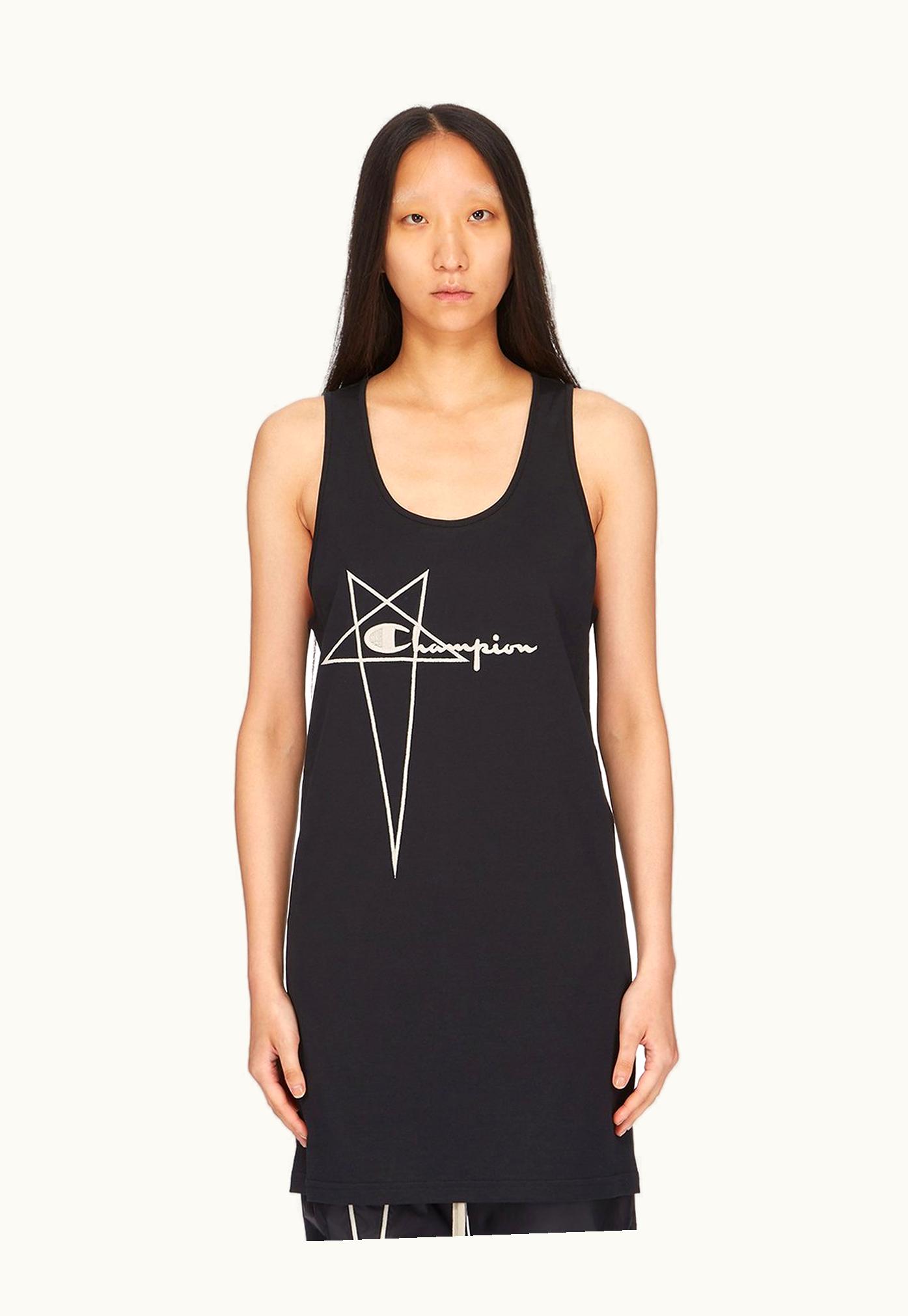 Rick Owens Champion X Rick Owens Basketball Dress In Black Medium Weight Cotton Jersey