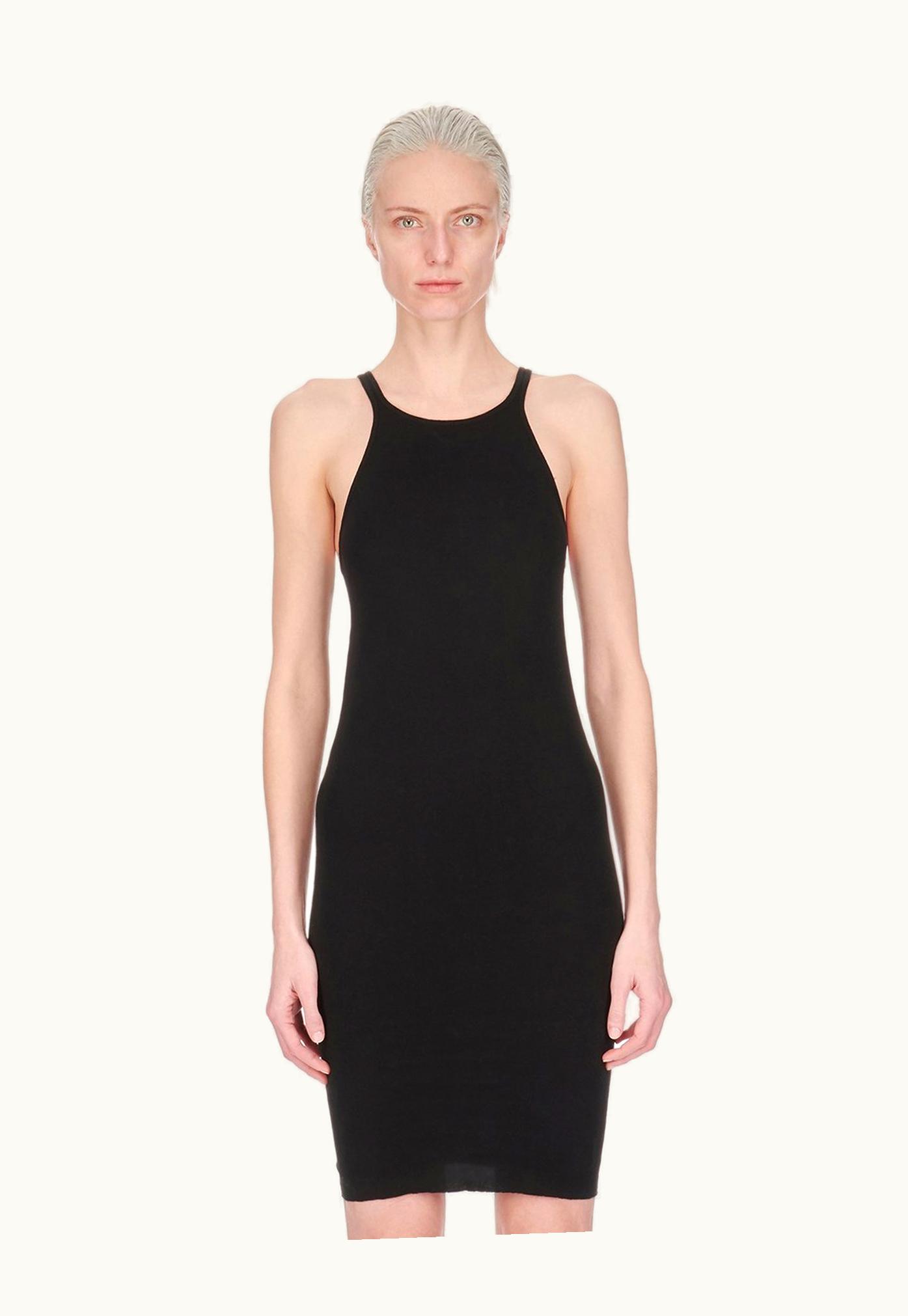 Rick Owens Rick Owens DRKSHDW SS24 Lido Racer Back Tank Dress In Black Medium Weight Cotton Jersey