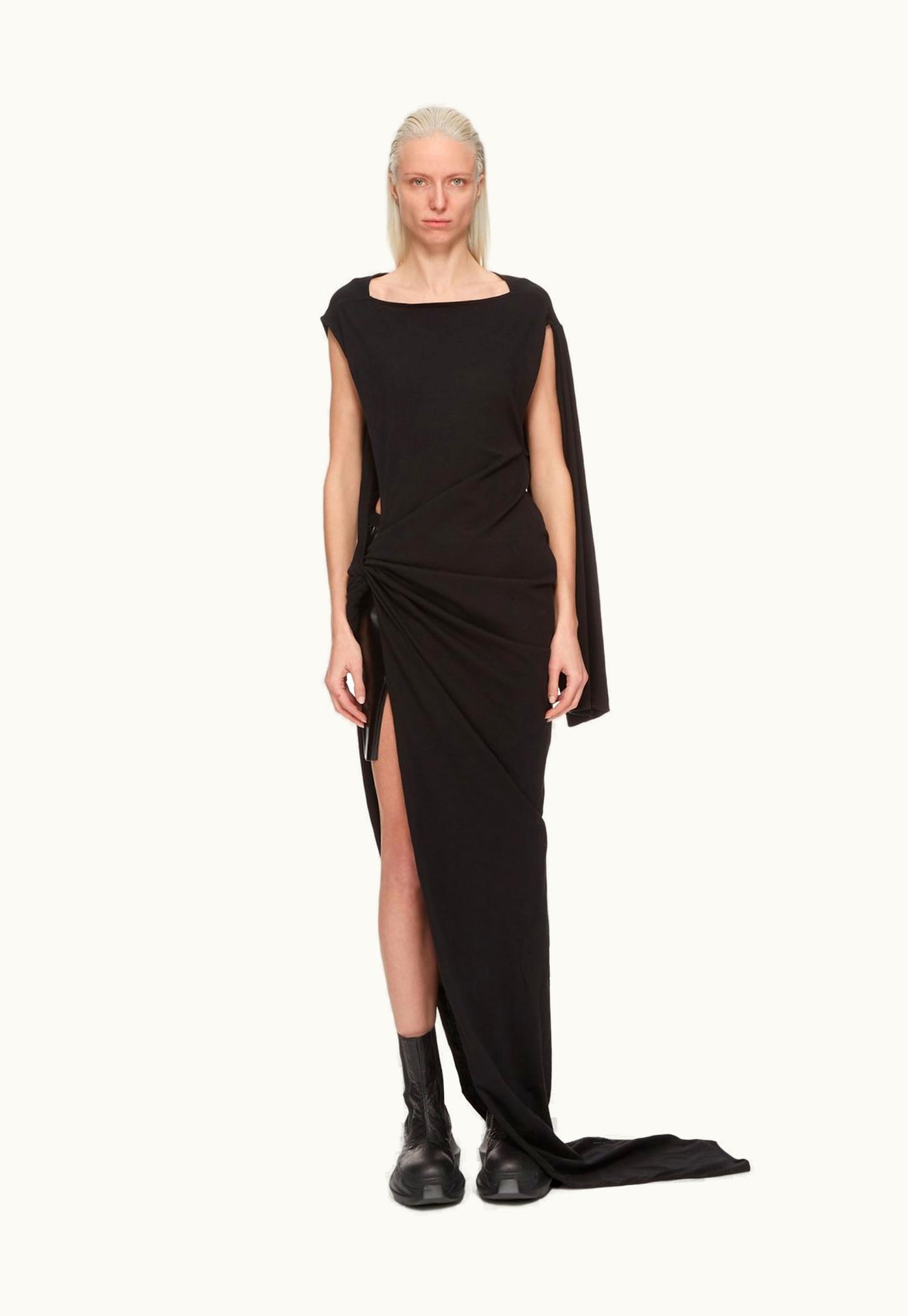 Rick Owens Rick Owens DRKSHDW FW23 Luxor Edfu Gown In Black Medium Weight Cotton Jersey