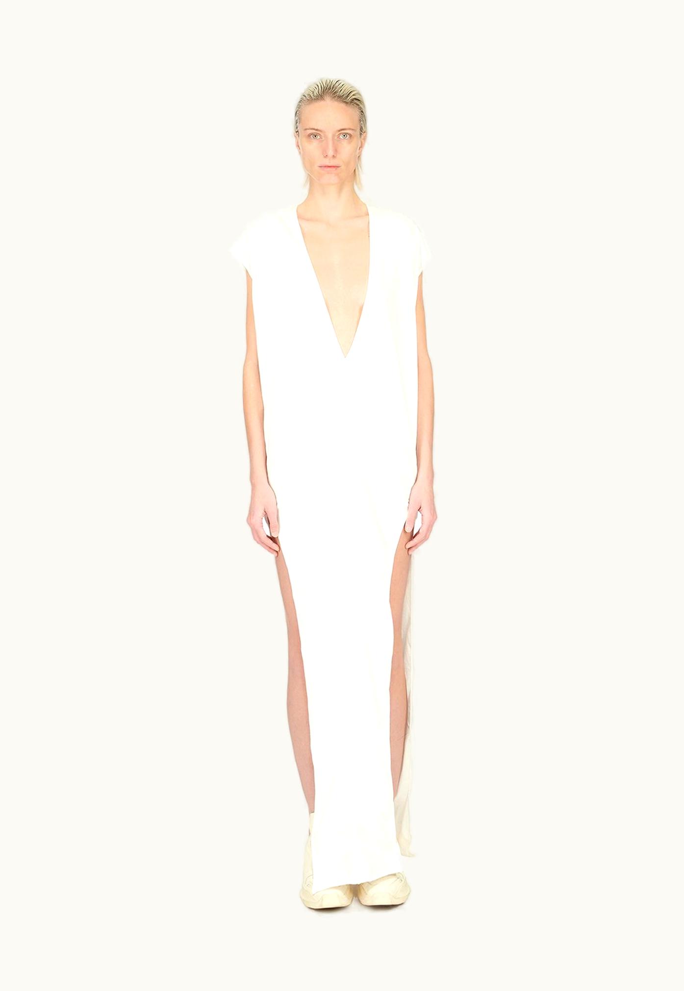 Rick Owens Rick Owens DRKSHDW FW23 Luxor Arrowhead Gown In Medium Weight Cotton Jersey in Milk
