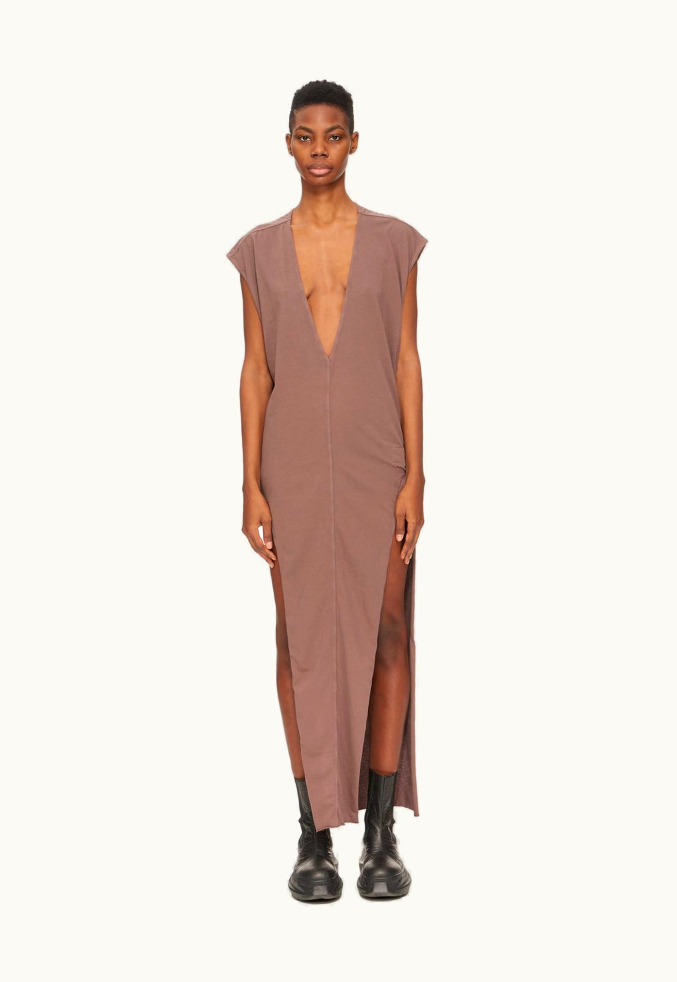 Rick Owens Rick Owens DRKSHDW FW23 Luxor Arrowhead Gown In Medium Weight Cotton Jersey Mauve