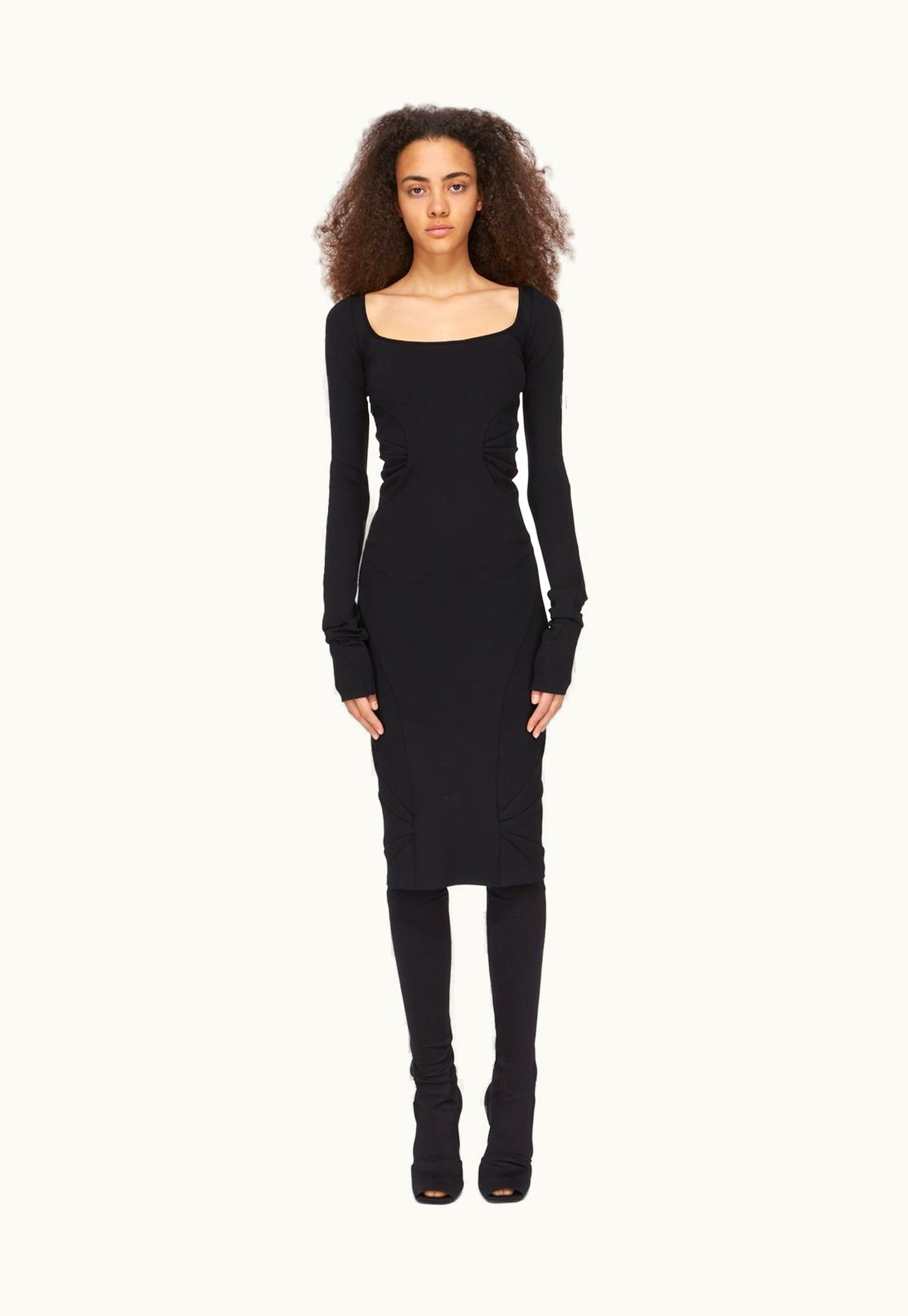 Rick Owens Rick Owens Lilies FW23 Luxor Slip Ls Dress In Black Recycled Nylon Neoprene Jersey