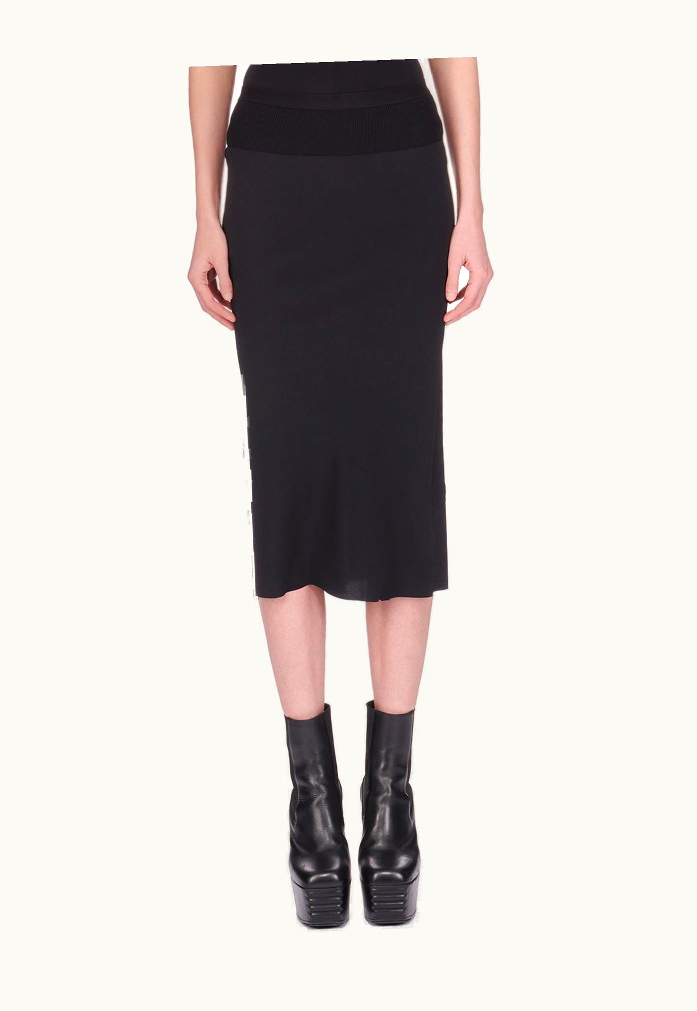Rick Owens Rick Owens SS24 Lido Knee Bias Skirt In Black Cocoon Crepe
