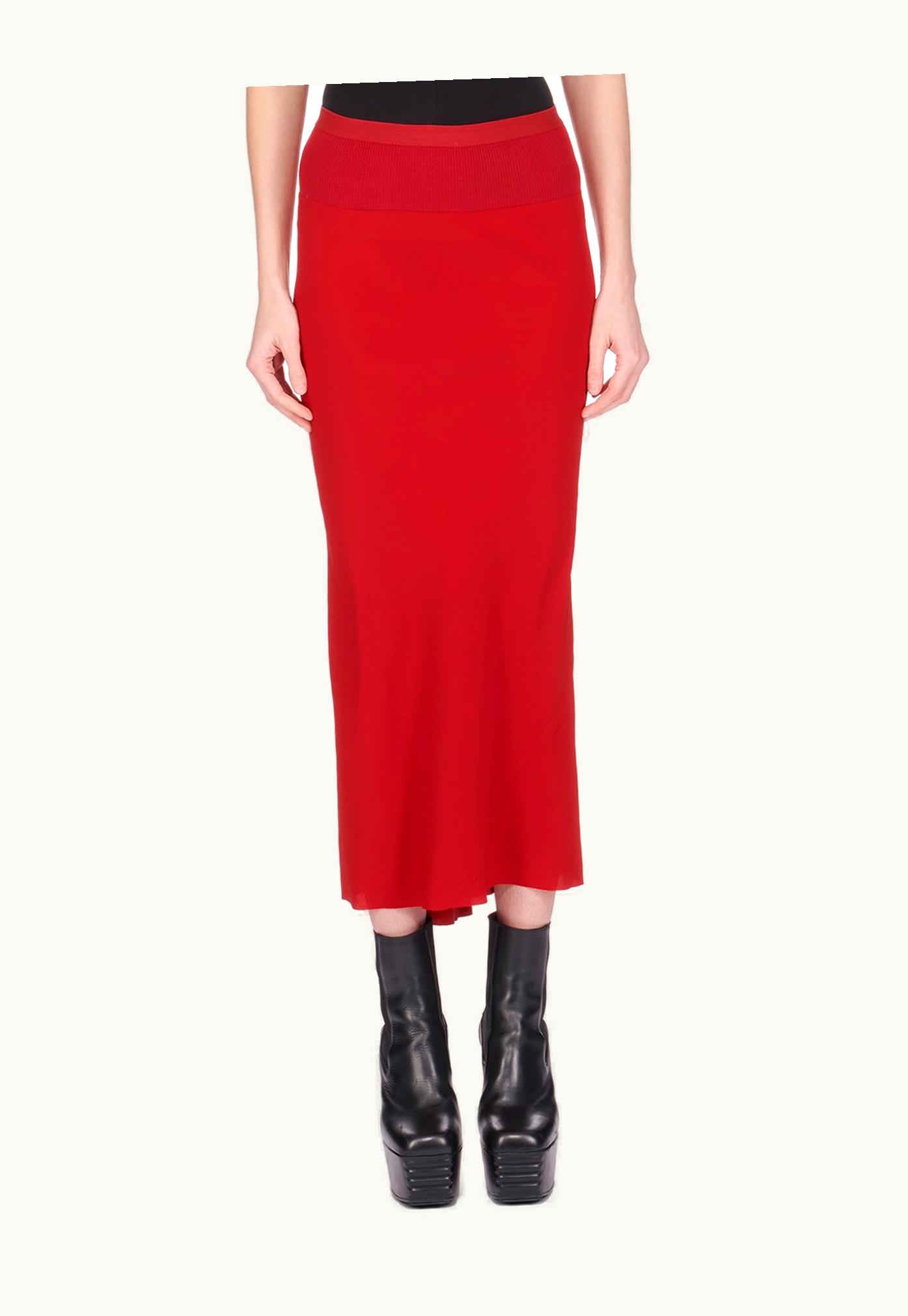 Rick Owens Rick Owens SS24 Lido Calf Bias Skirt In Cardinal Red Cocoon Crepe