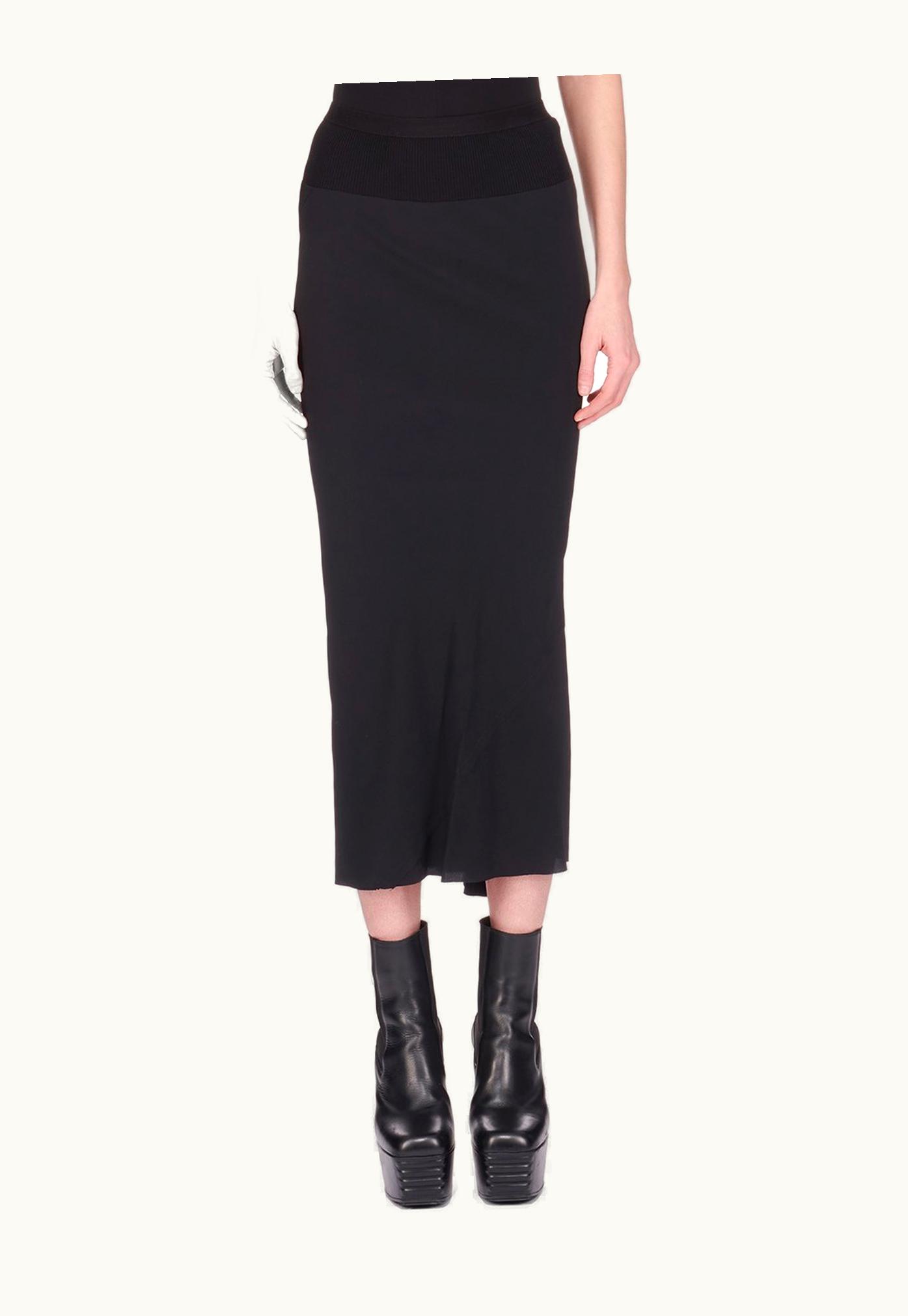 Rick Owens Rick Owens SS24 Lido Calf Bias Skirt In Black Cocoon Crepe