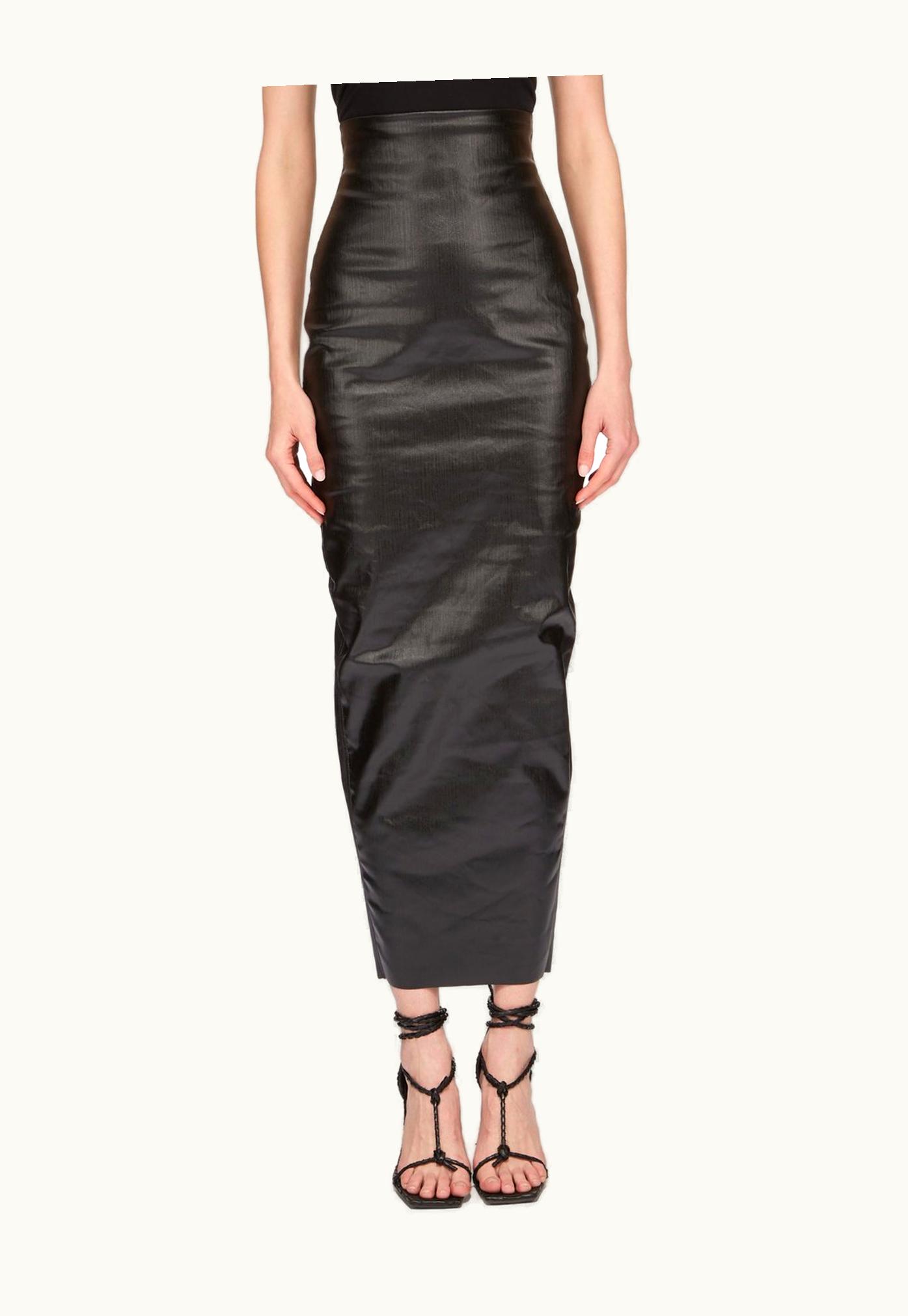 Rick Owens Rick Owens SS24 Lido Dirt Pillar In Black Coated Stretch Denim