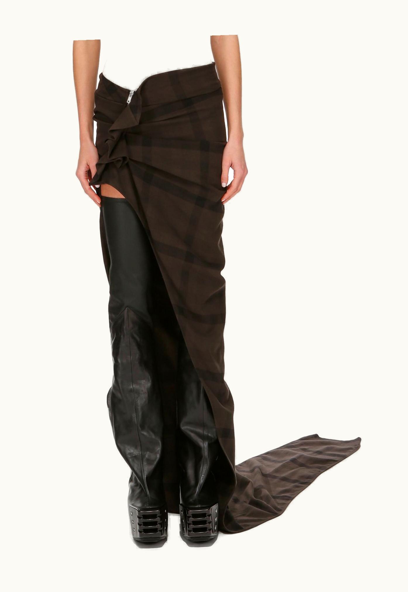 Rick Owens Rick Owens FW23 Luxor Woven Edfu Skirt In Dark Dust Cotton Plaid