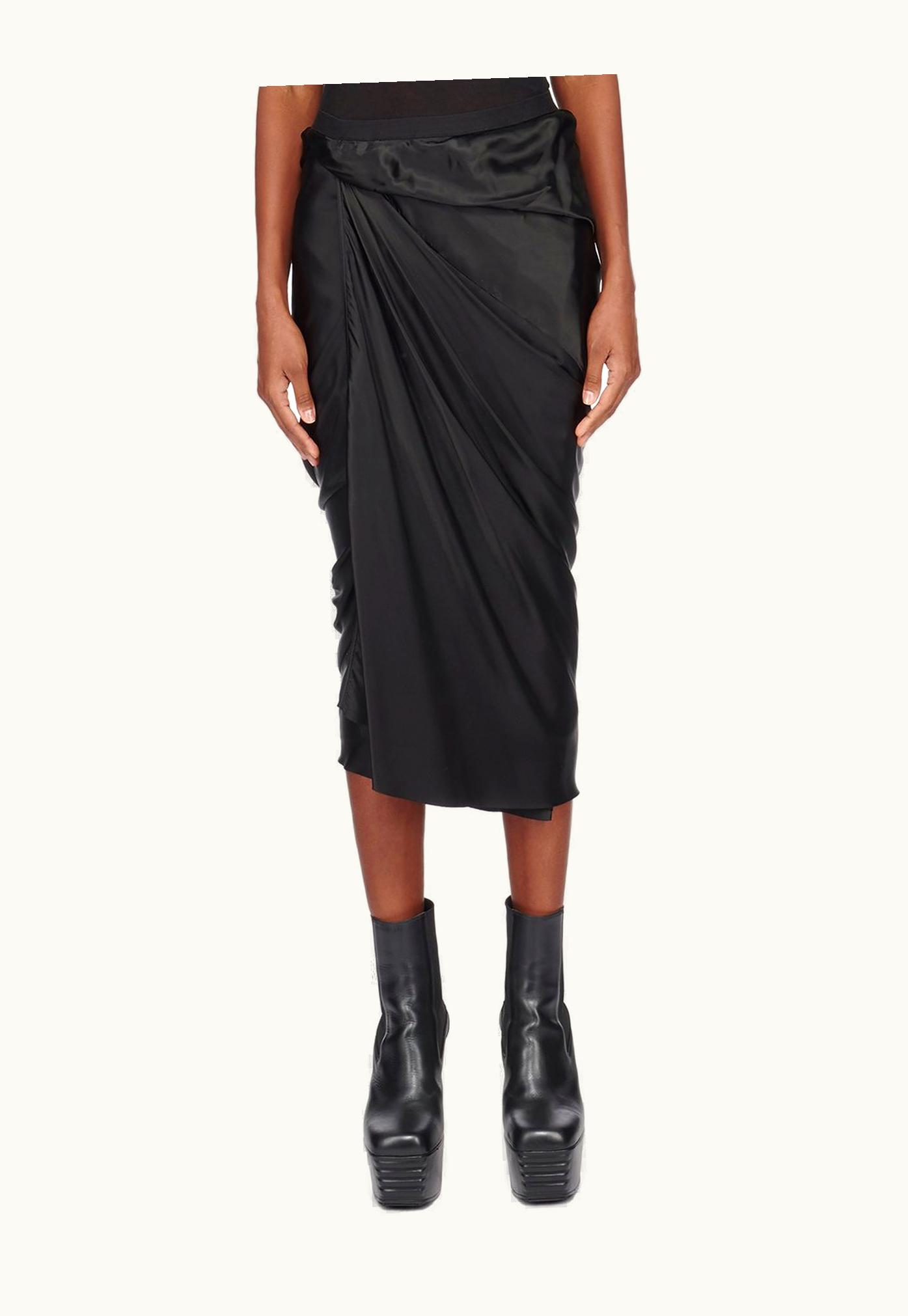 Rick Owens Rick Owens FW23 Luxor Wrap Skirt In Black Cupro Satin