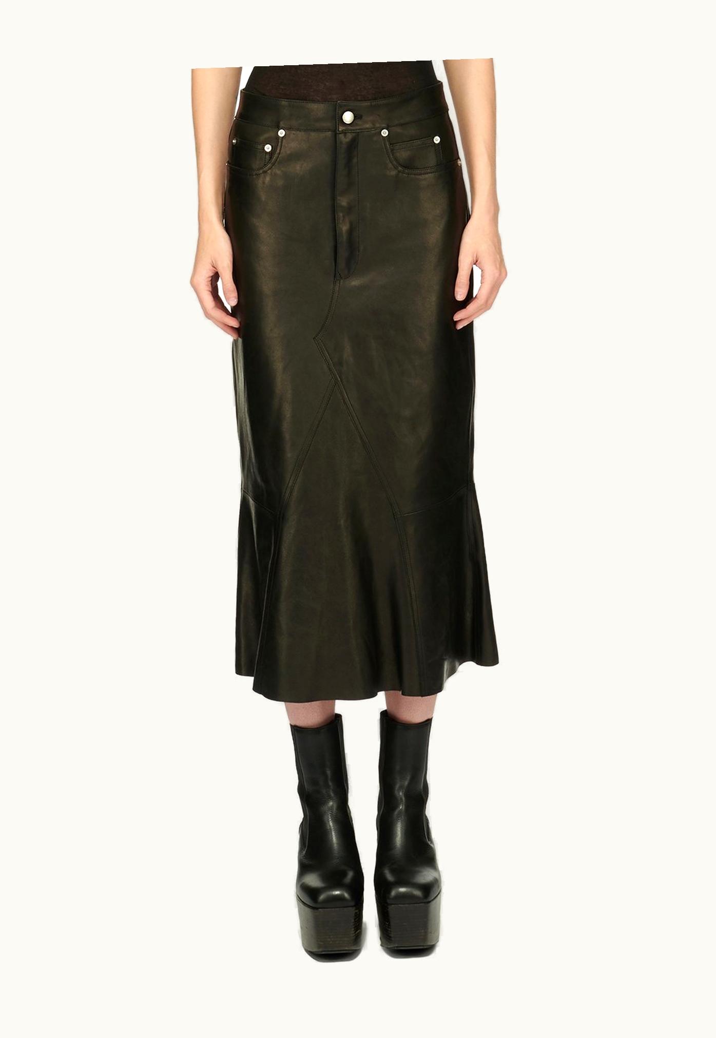 Rick Owens Rick Owens FW23 Luxor Godet Skirt In Black Veg Nappa Lamb