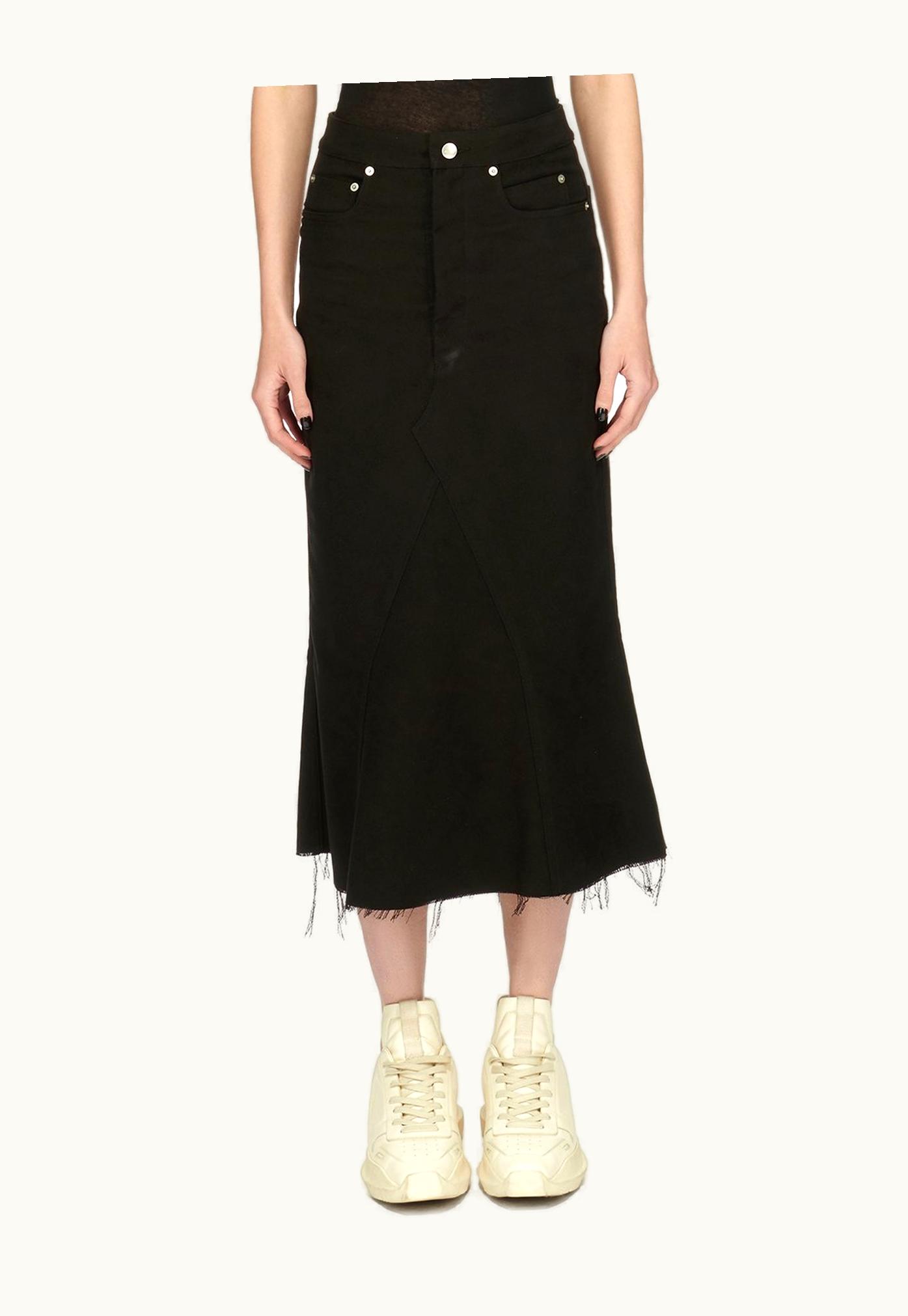 Rick Owens Rick Owens FW23 Luxor Godet Skirt In Black Brushed Heavy Twill