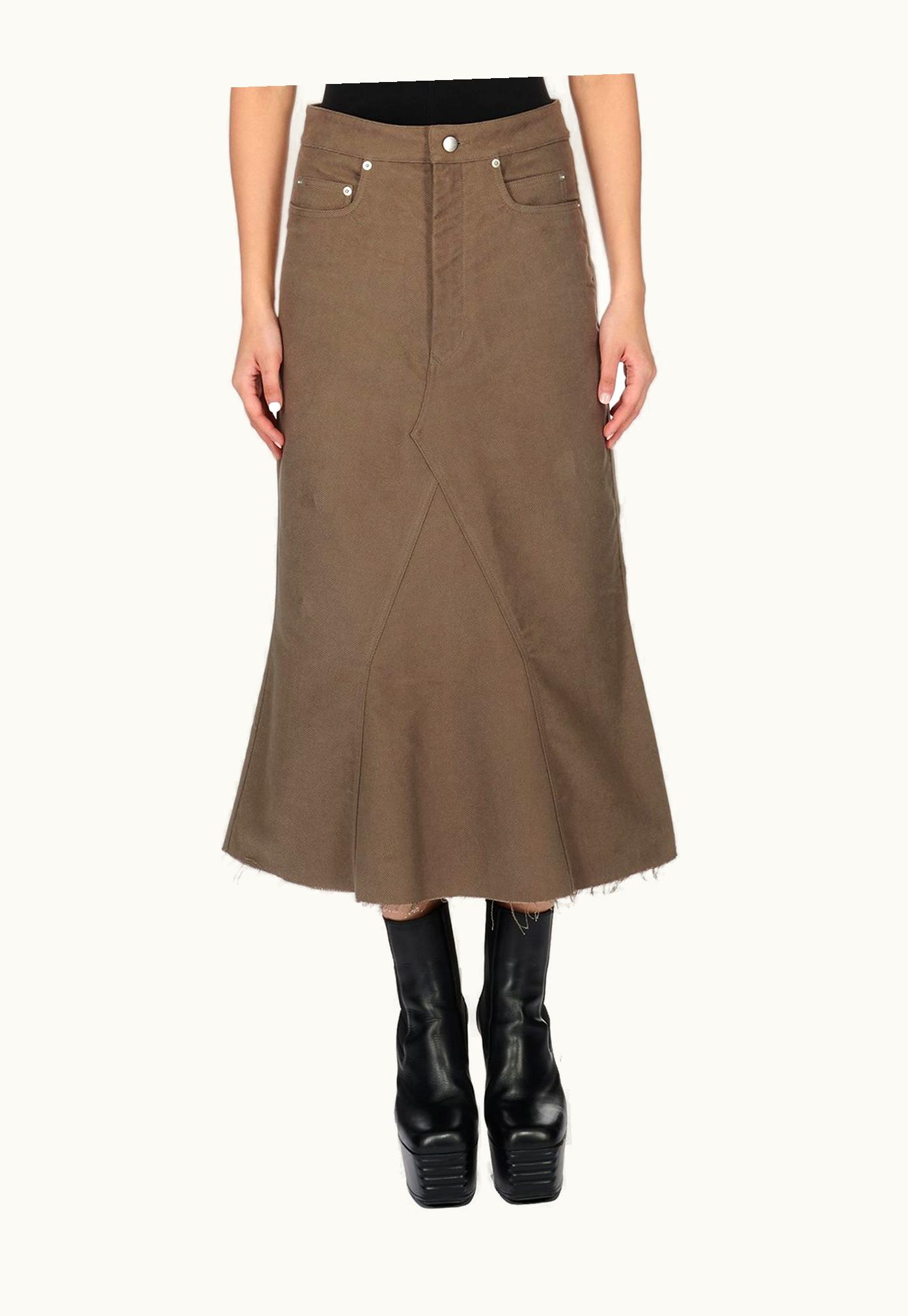 Rick Owens Rick Owens FW23 Luxor Godet Skirt In Dust Brushed Heavy Twill