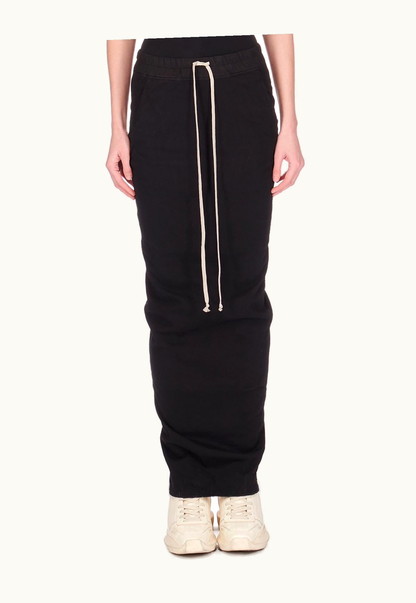 Rick Owens Rick Owens DRKSHDW SS24 Lido Pull On Pillar Skirt In Black Compact Heavy Cotton Jersey