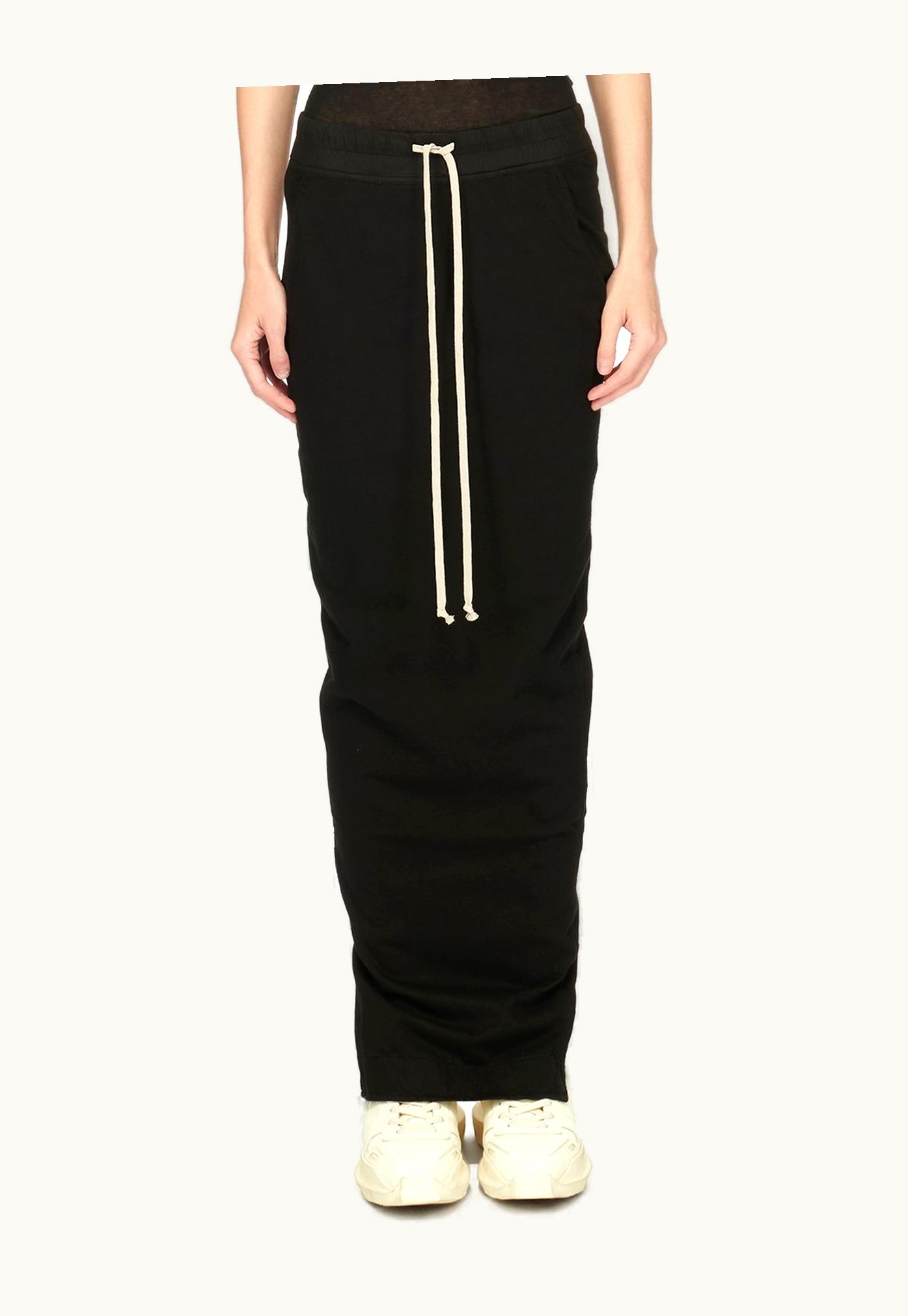 Rick Owens Rick Owens DRKSHDW FW23 Luxor Pull On Pillar Skirt In Black Compact Heavy Cotton Jersey