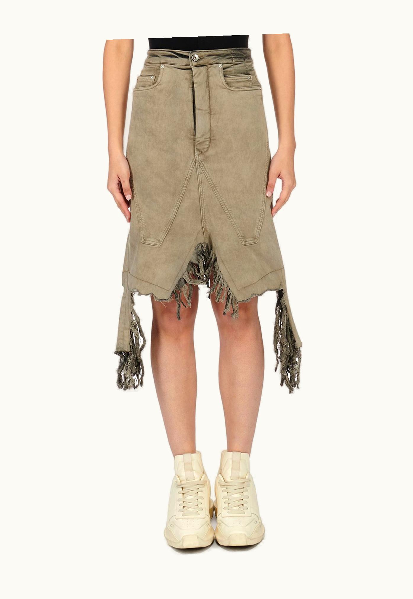 Rick Owens Rick Owens FW23 Luxor Slivered Skirt In Mineral Pearl Stretch Denim