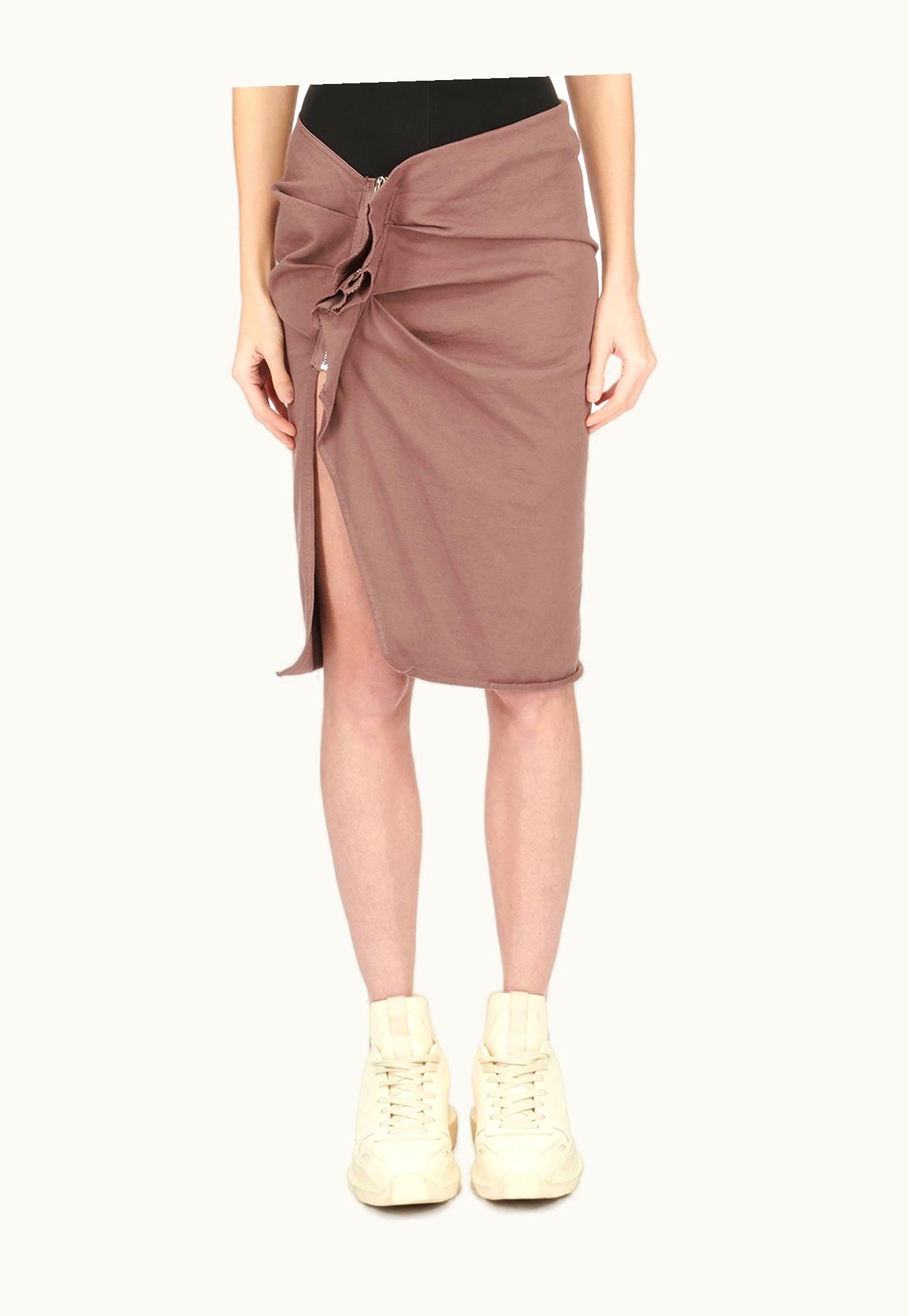 Rick Owens Rick Owens FW23 Luxor Edfu Skirt Knee In Mauve Compact Heavy Cotton Jersey