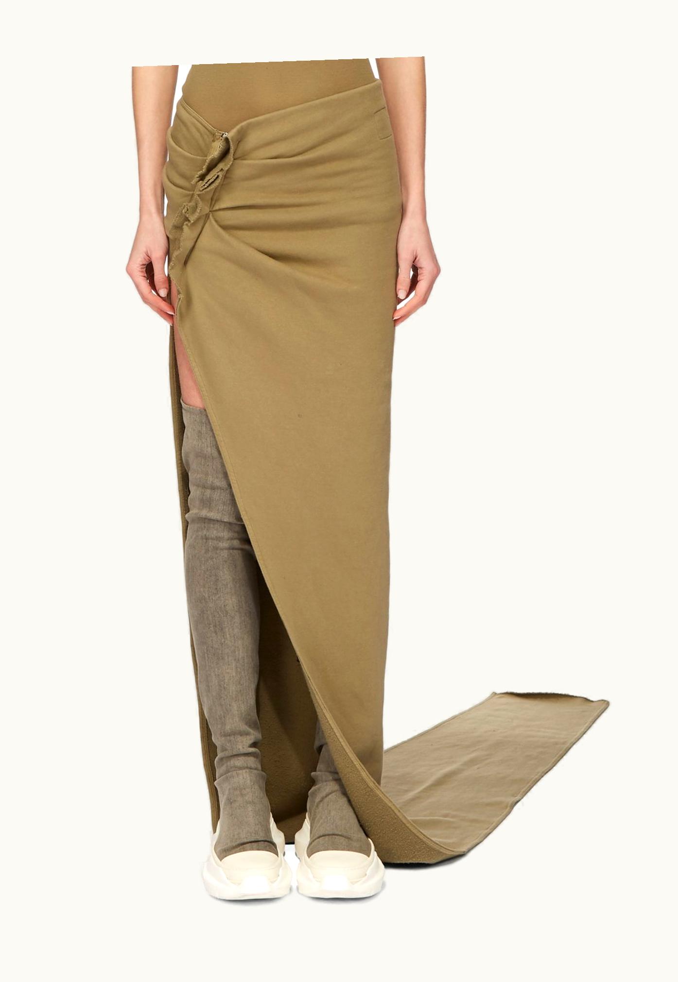 Rick Owens Rick Owens DRKSHDW FW23 Luxor Edfu Skirt Long In Pale Green Furka Heavy Sweatshirt