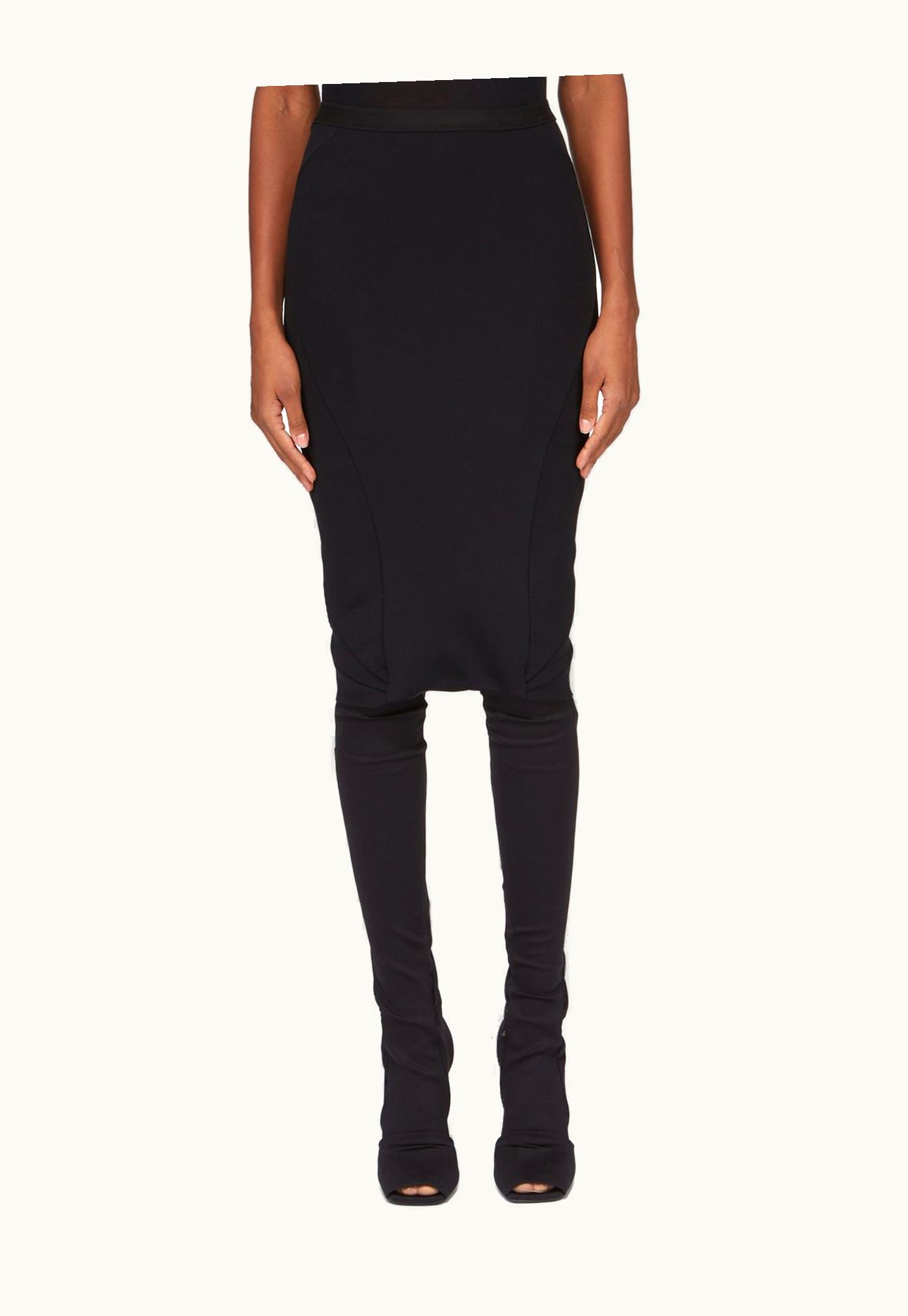Rick Owens Rick Owens Lilies FW23 Luxor Knee Slip Skirt In Black Recycled Nylon Neoprene Jersey