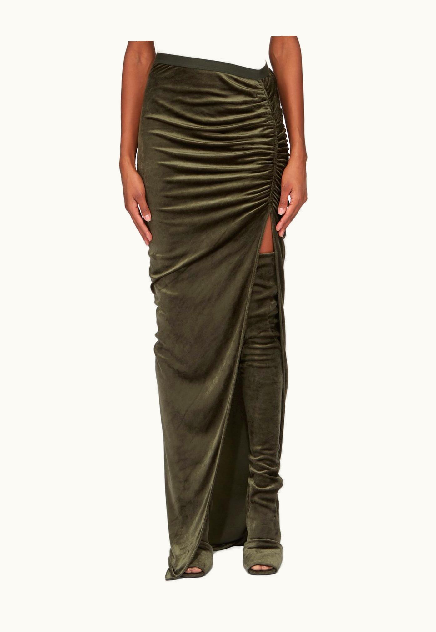 Rick Owens Rick Owens Lilies FW23 Luxor Svita Skirt In Forest Velvet Jersey