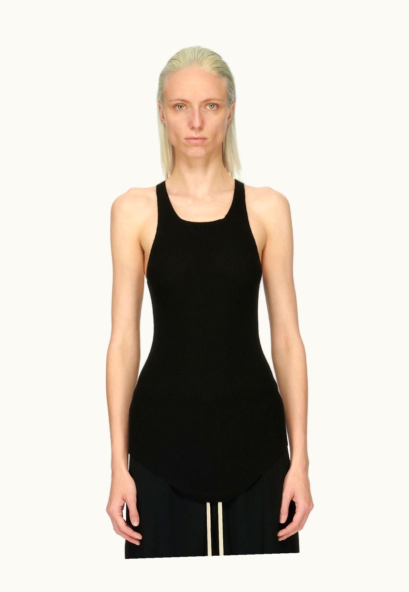 Rick Owens Rick Owens Forever Rib Tank Top In Black Boiled Cashmere