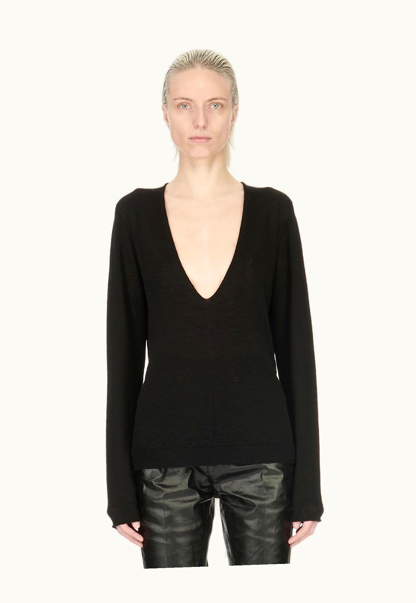 Rick Owens Rick Owens SS24 Lido Dylan Sweater In Black Light Weight Rasato Knit