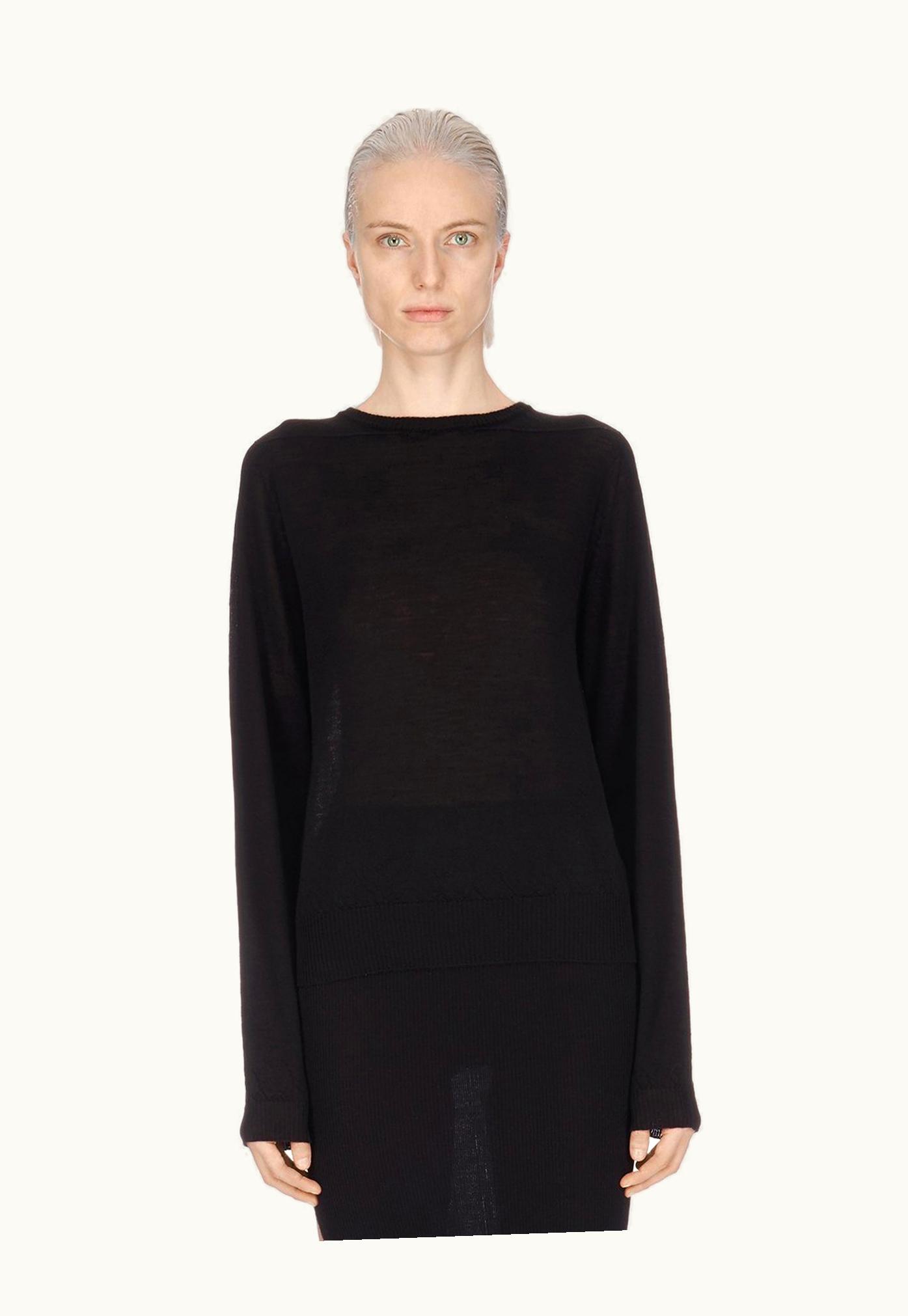 Rick Owens Rick Owens SS24 Lido Biker Level Round Neck In Black Light Weight Rasato Knit