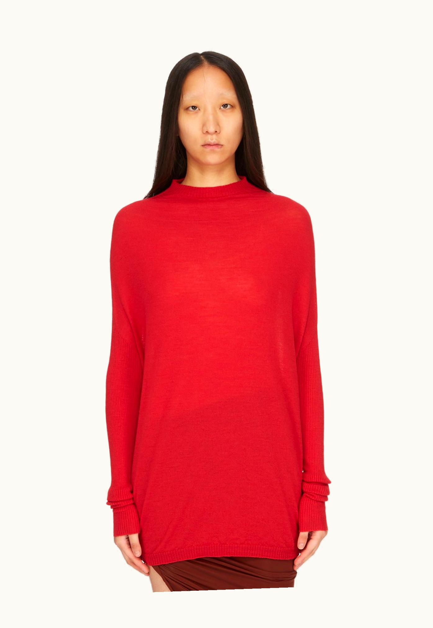 Rick Owens Rick Owens SS24 Lido Crater Knit In Cardinal Red Light Weight Rasato Knit