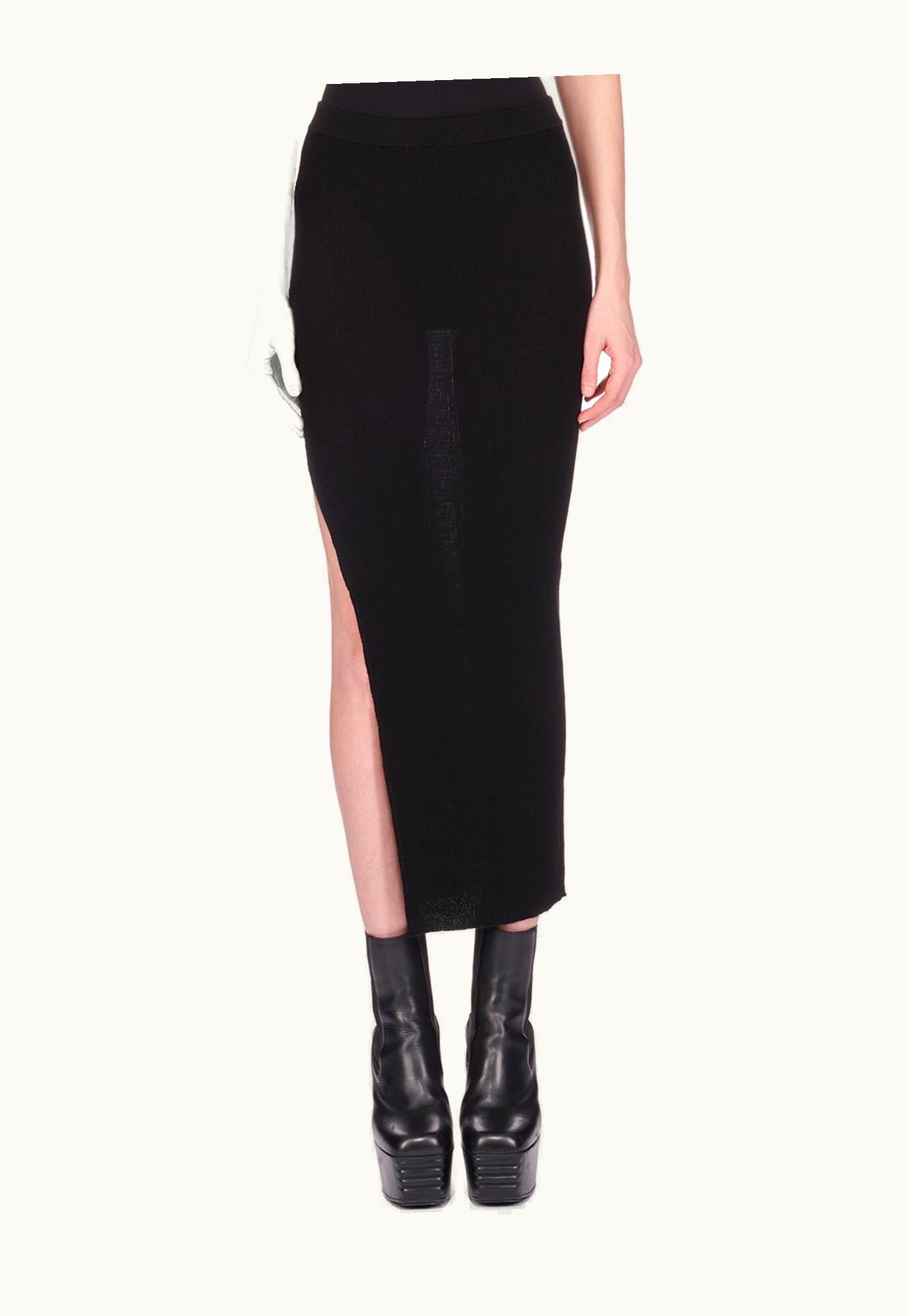 Rick Owens Rick Owens SS24 Lido Ziggy Skirt In Black Lightweight Ribbed Knit