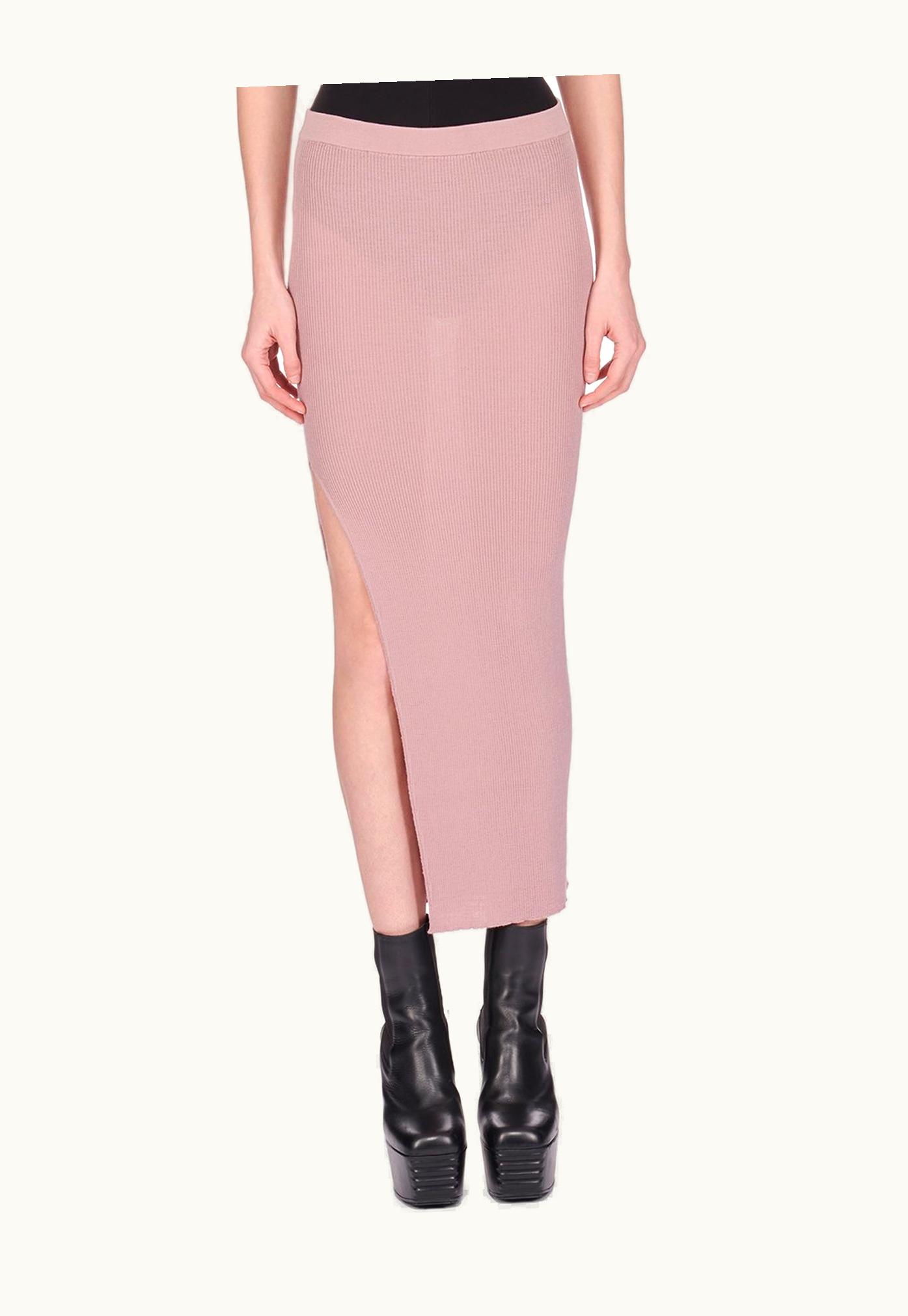 Rick Owens Rick Owens SS24 Lido Ziggy Skirt In Dusty Pink Lightweight Ribbed Knit