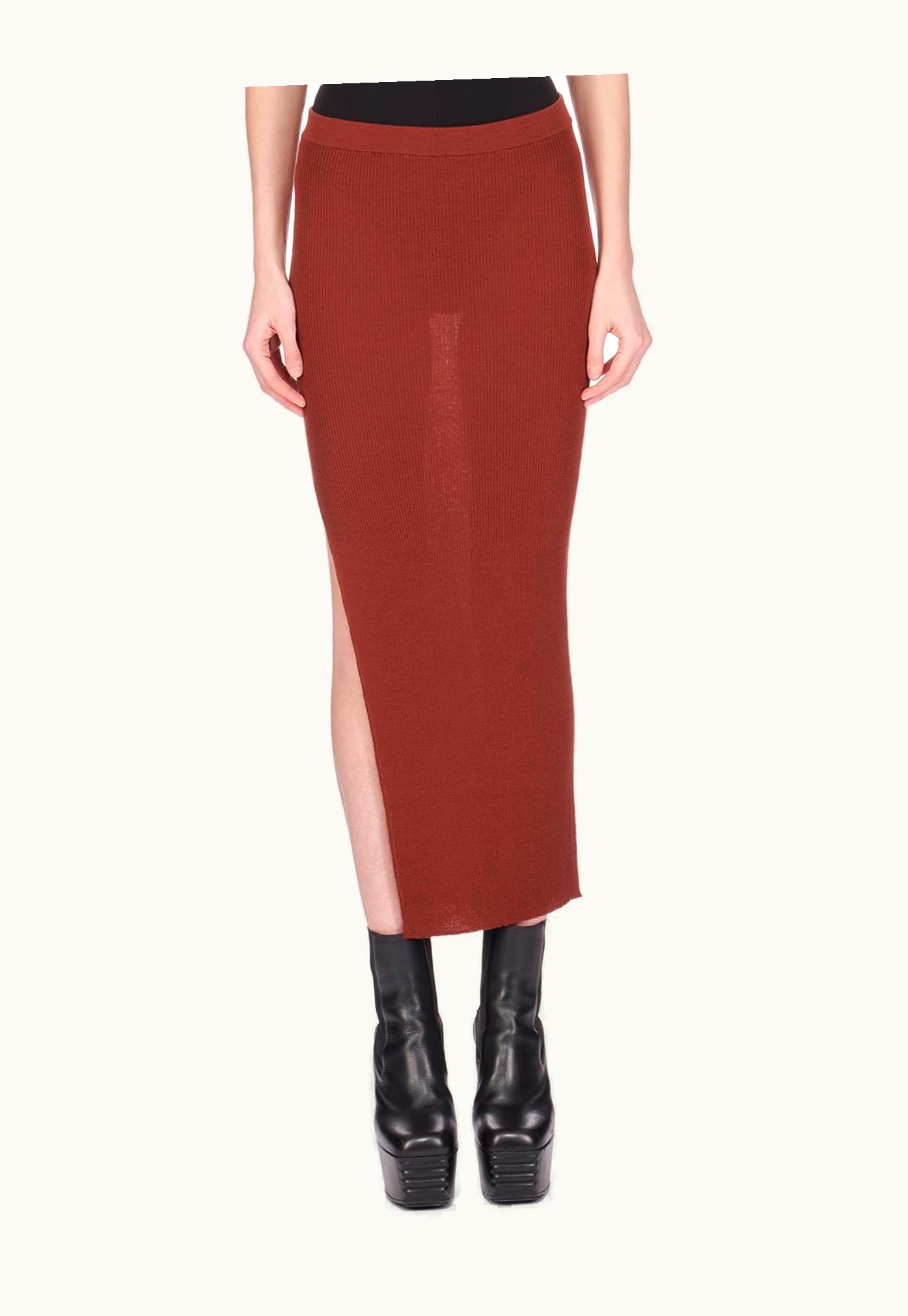 Rick Owens Rick Owens SS24 Lido Ziggy Skirt In Henna Lightweight Ribbed Knit