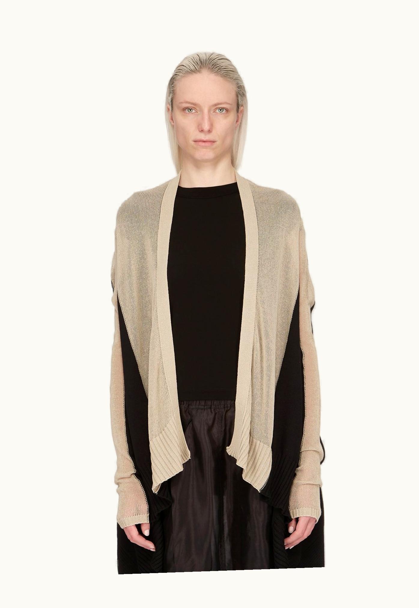Rick Owens Rick Owens SS24 Lido Combo Medium Wrap In Black And Pearl Cotton Knit